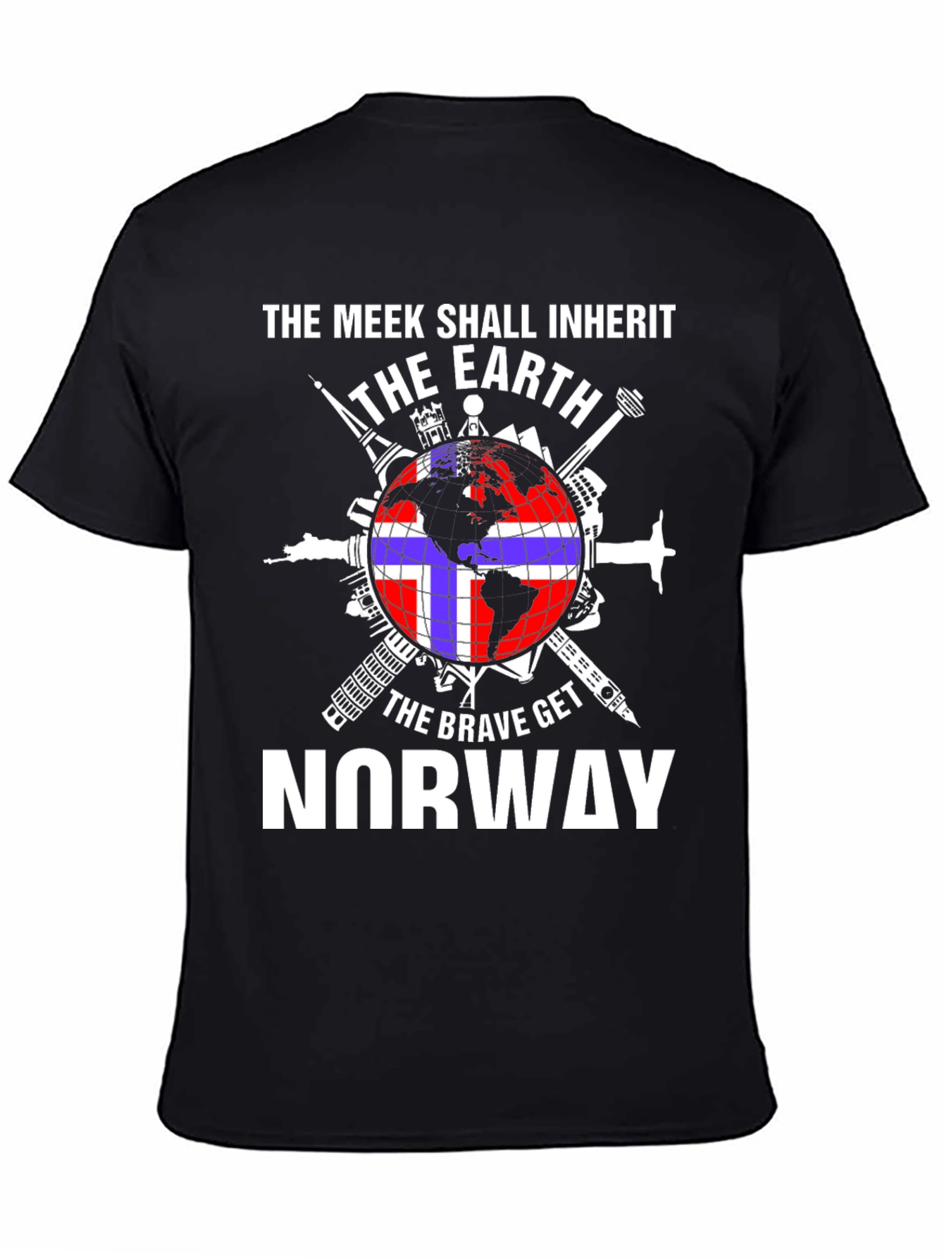 Black Meek Shall Inherit Earth, Brave Get Norway T-Shirt view 4