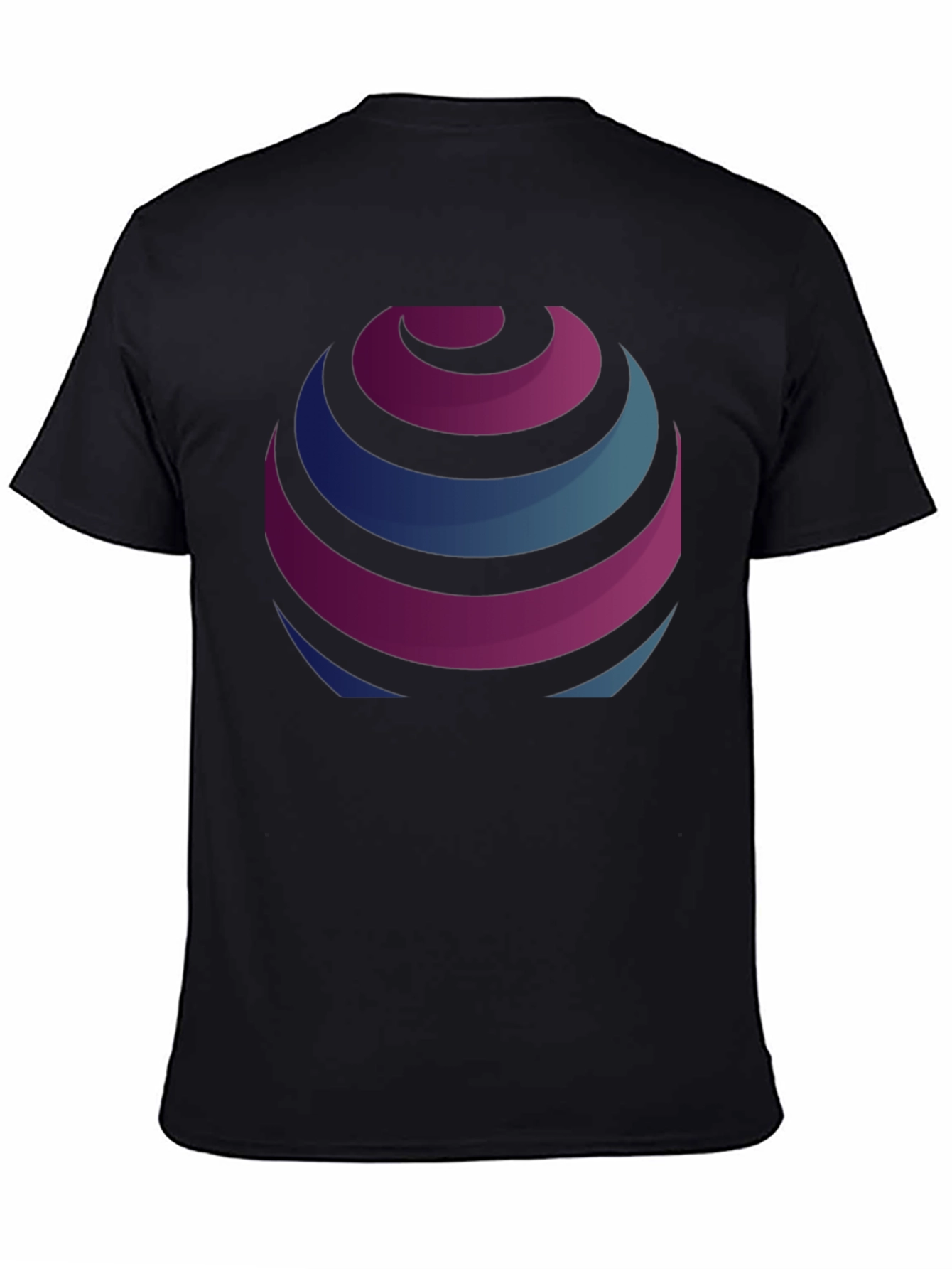 Black Stripped Globe Graphic Black T-Shirt view 4
