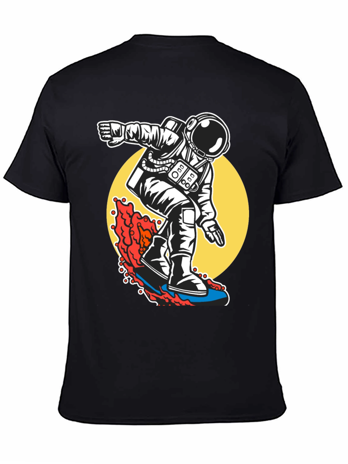 Black Surfing Astronaut T-Shirt - Ride the Waves of Space! view 4
