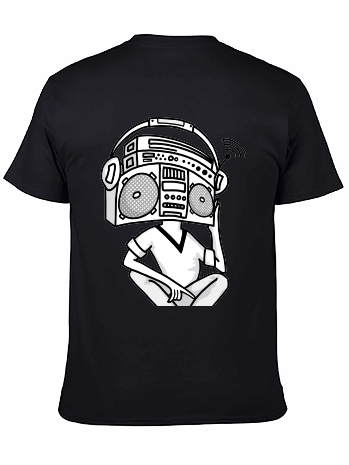 Black Boombox Head Graphic Tee - Cool & Unique Design view 4