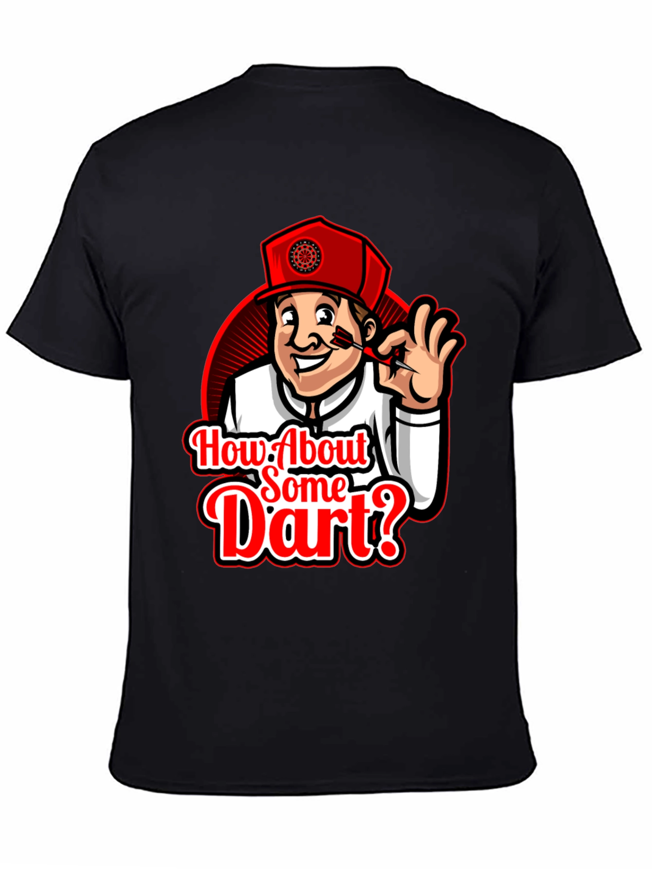 Black How About Some Dart? T-Shirt - Dart Game Tee view 4