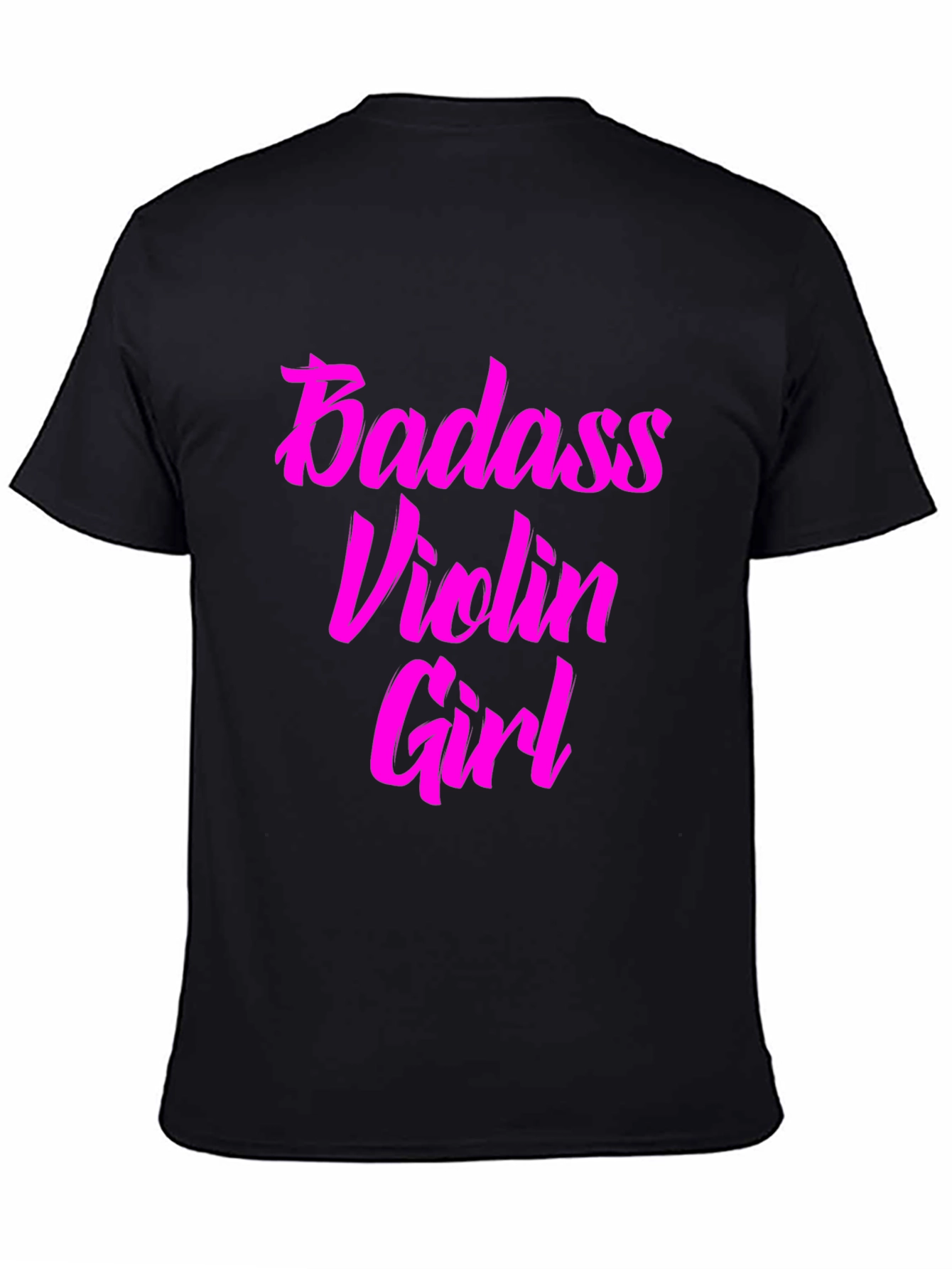 Black Badass Violin Girl Graphic Tee - Black Cotton T-Shirt view 4