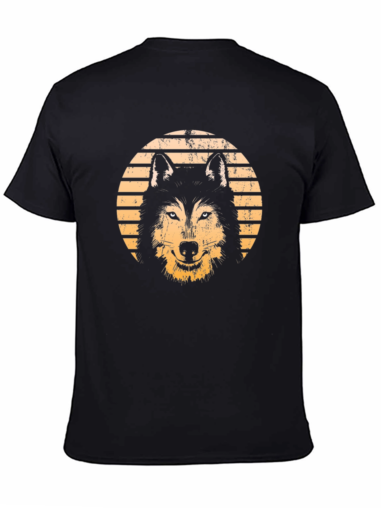 Black Retro Wolf Graphic Tee - Black view 4