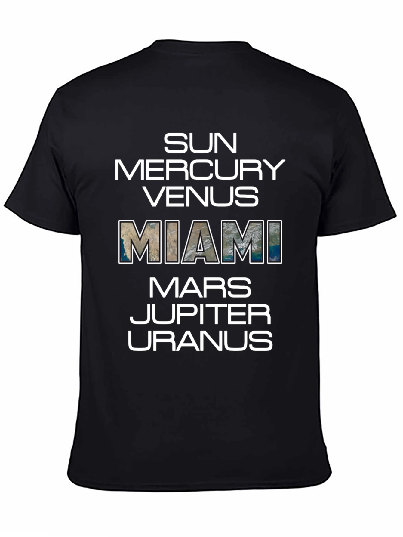 Black Miami Planets Graphic T-Shirt - Black Cotton Tee view 4