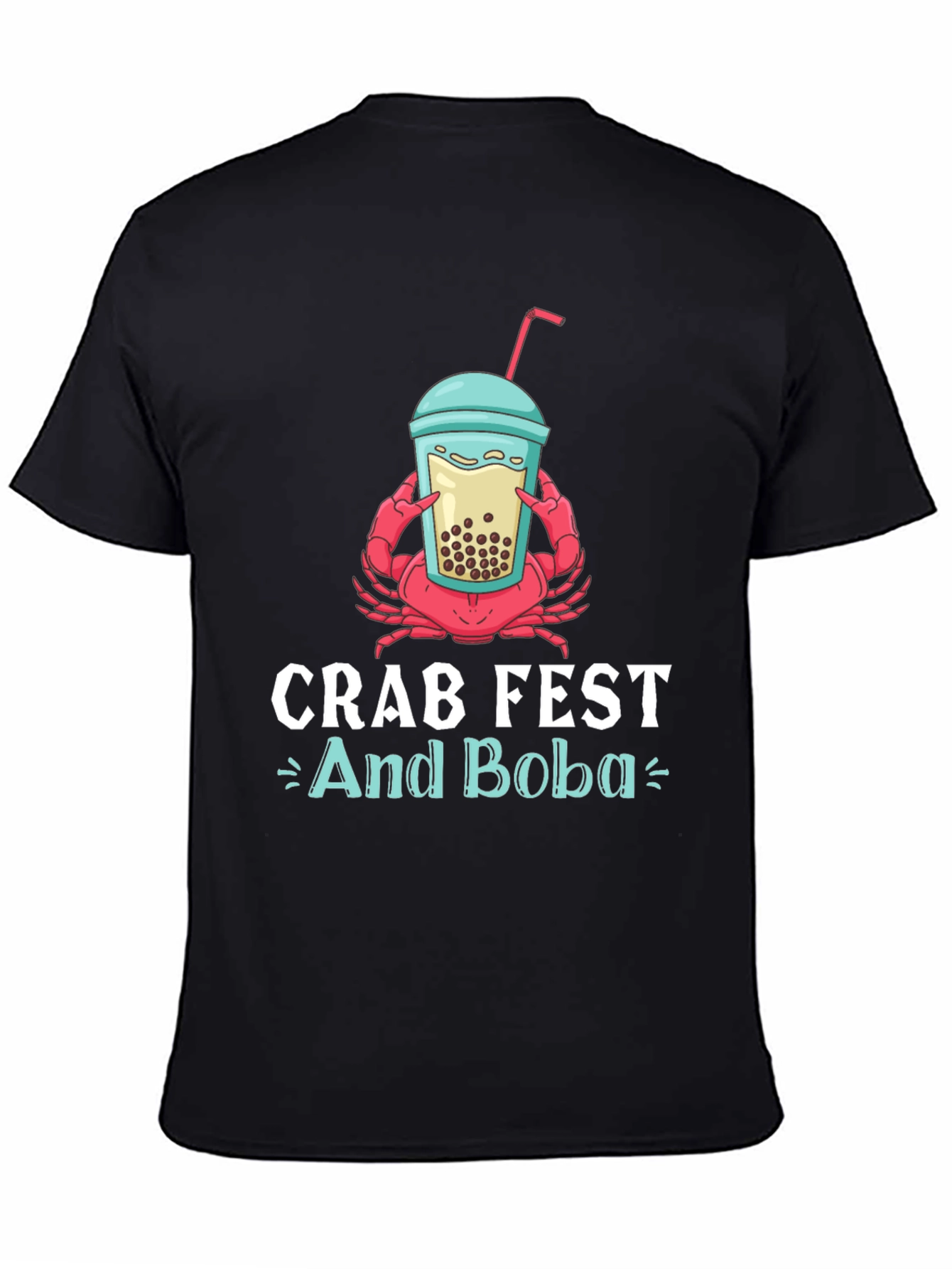 Black Crab Fest and Boba Graphic T-Shirt view 4