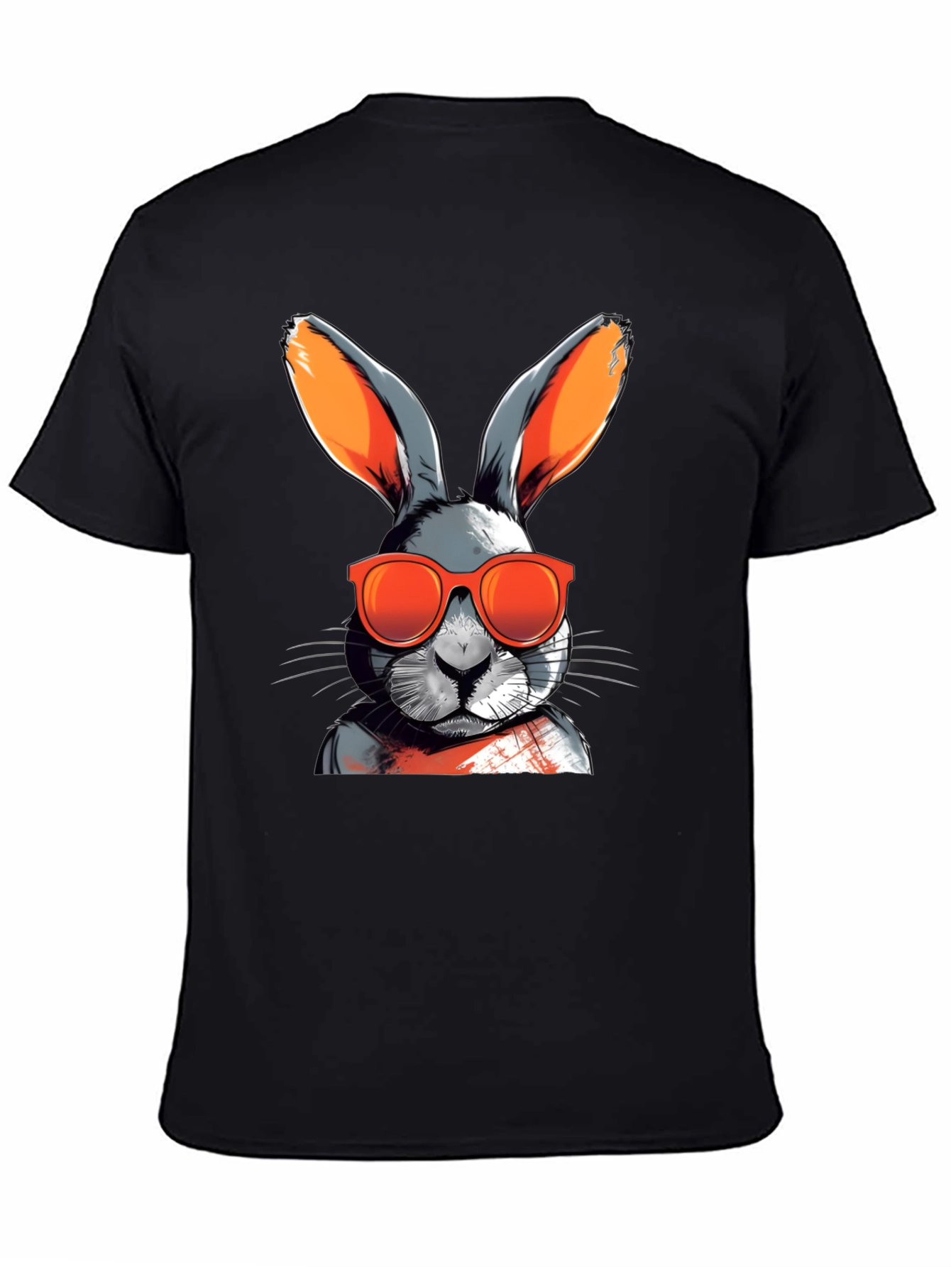 Black Cool Rabbit Graphic Tee - Black Cotton Blend view 4
