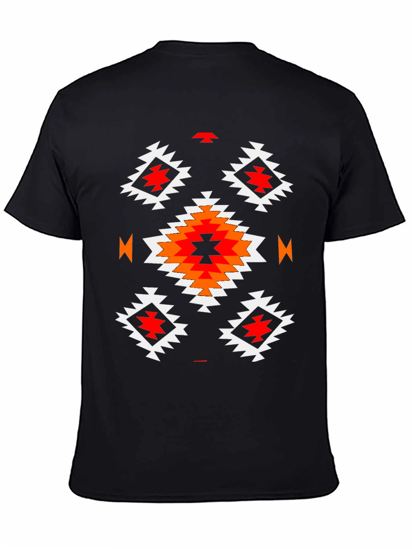 Black Aztec Pattern Black T-Shirt - Mens Casual Tee view 4