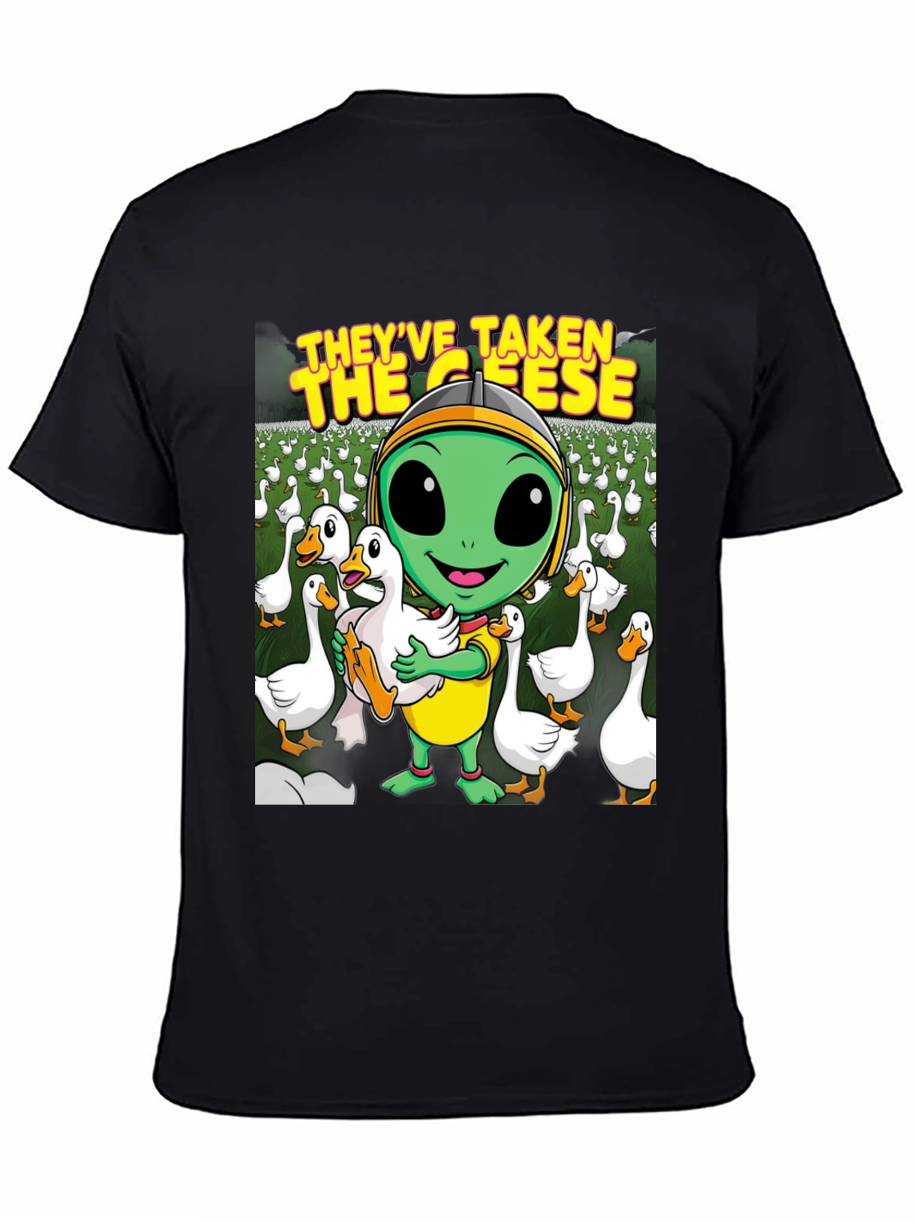 Black Alien Goose T-Shirt - They've Taken the Geese! view 4