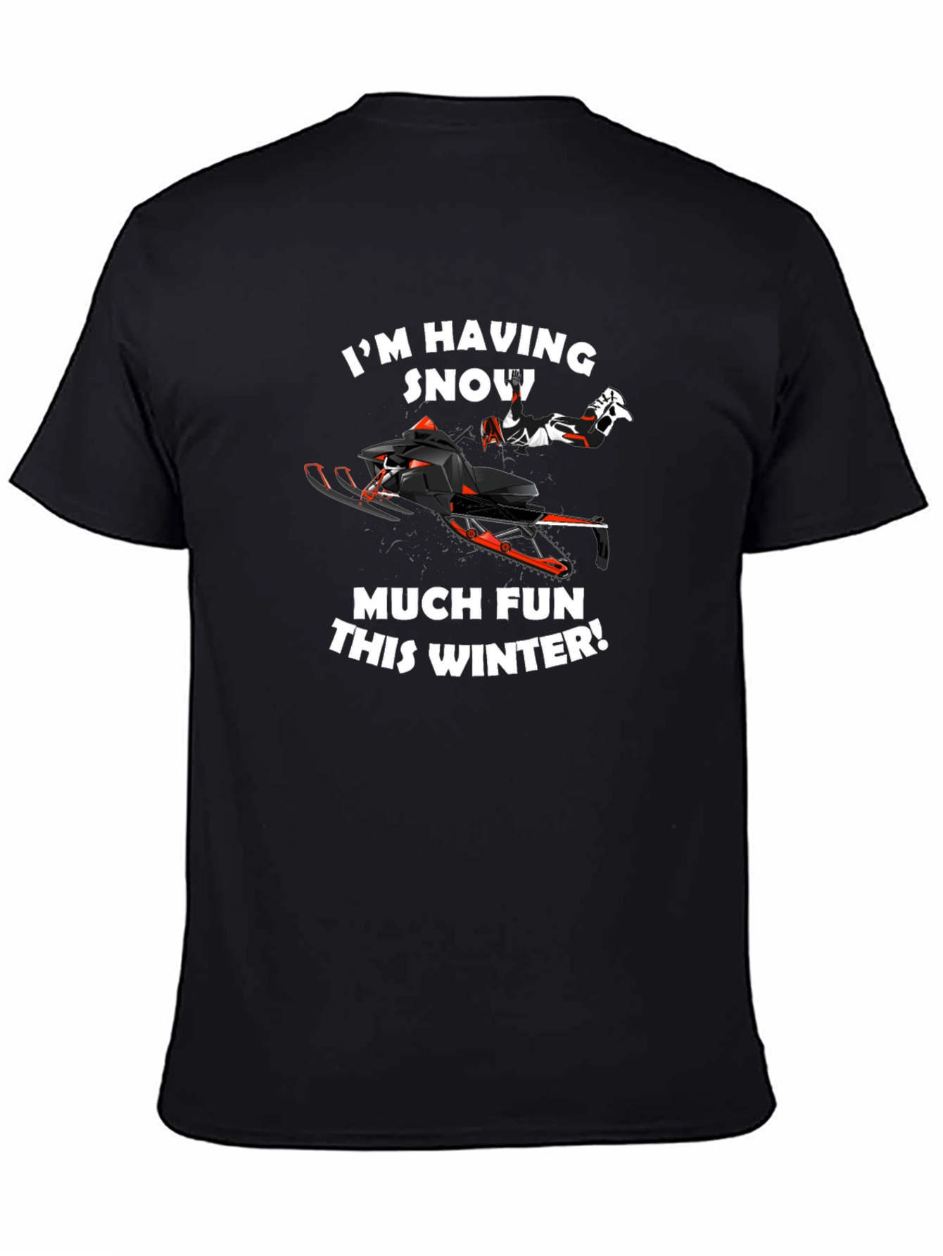 Black Snowmobile Fun Winter T-Shirt view 4