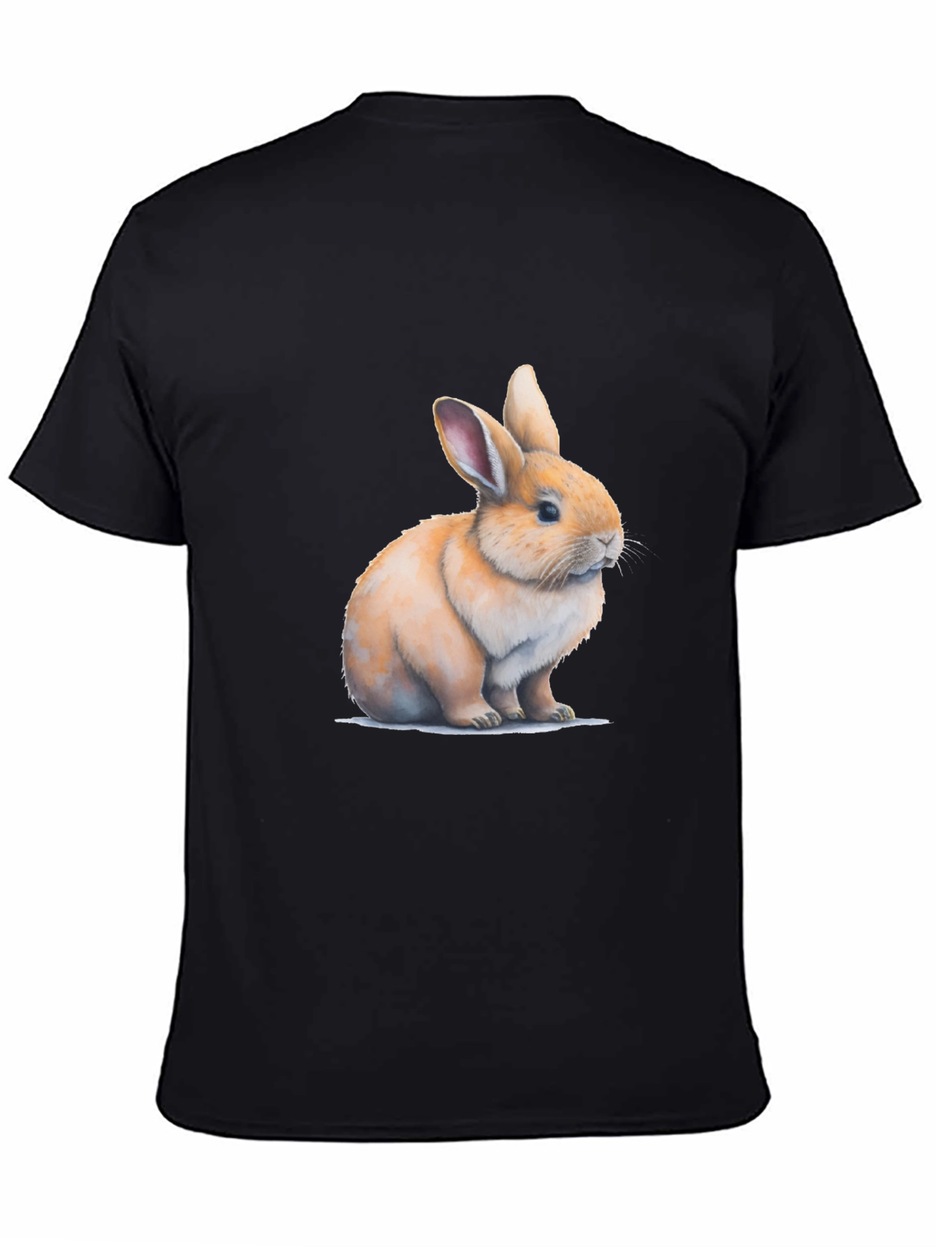 Cute Bunny Graphic Black T-Shirt - 4