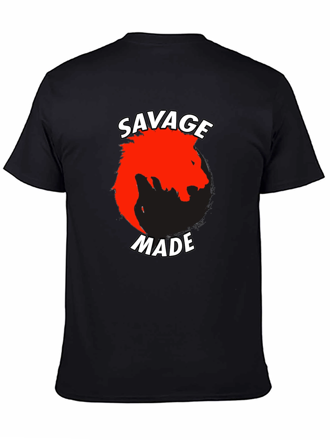 Black Savage Made Graphic Tee - Bold Lion Design view 4