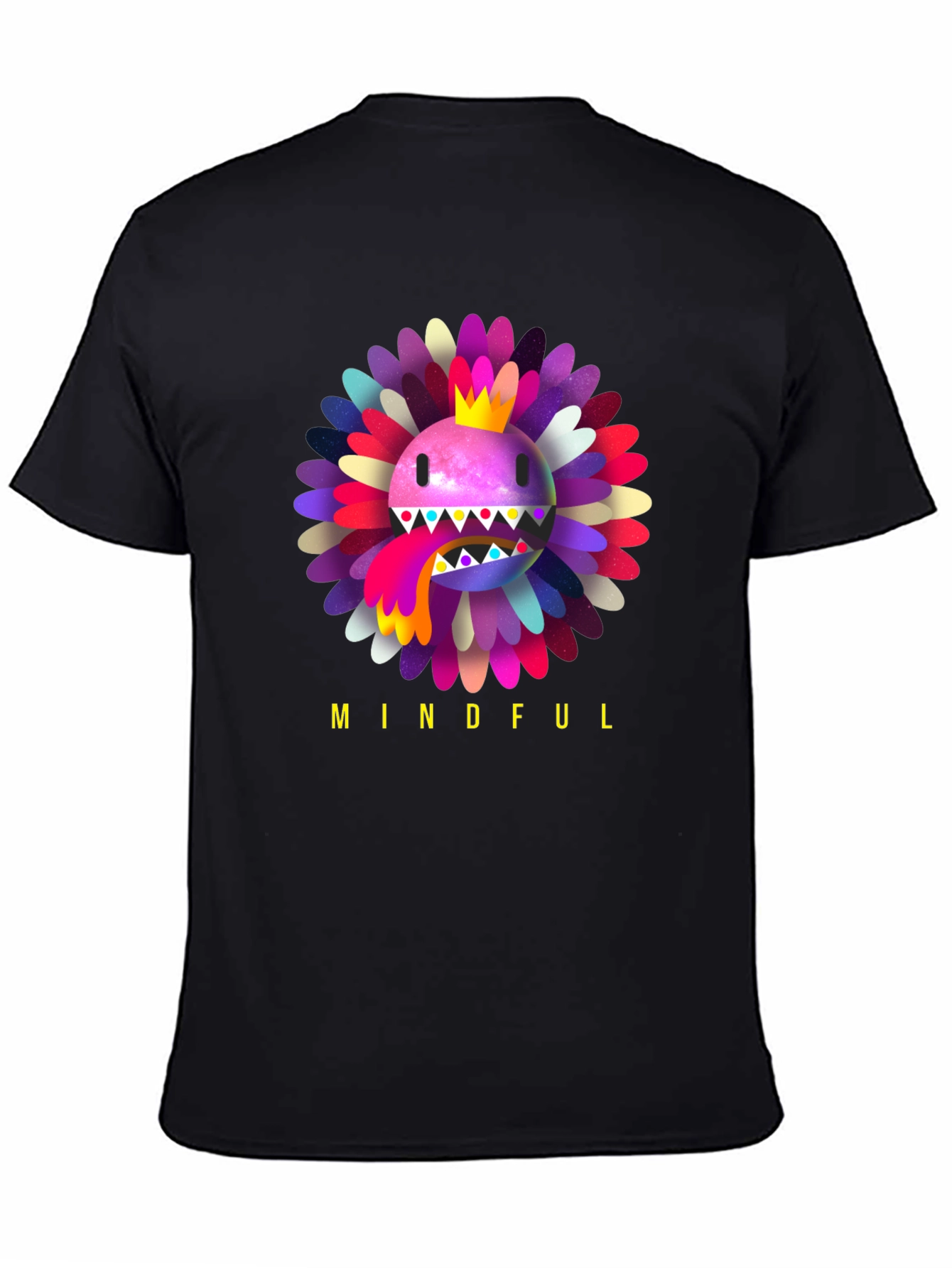 Black Mindful Flower Graphic Tee - Trendy Casual Wear view 4