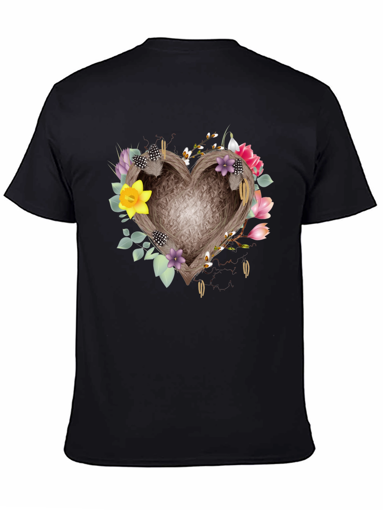 Black Floral Heart Nest Tee - Stylish Comfort view 4