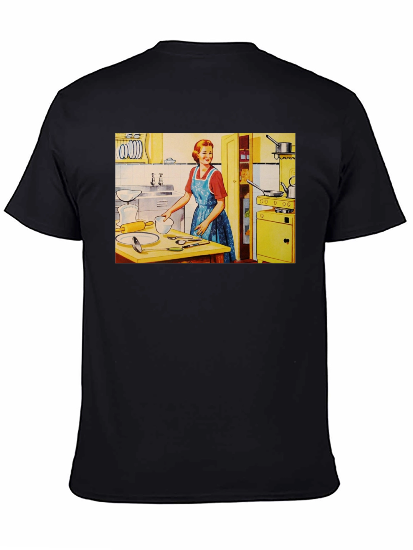 Black Retro Kitchen T-Shirt - Vintage Housewife Tee view 4