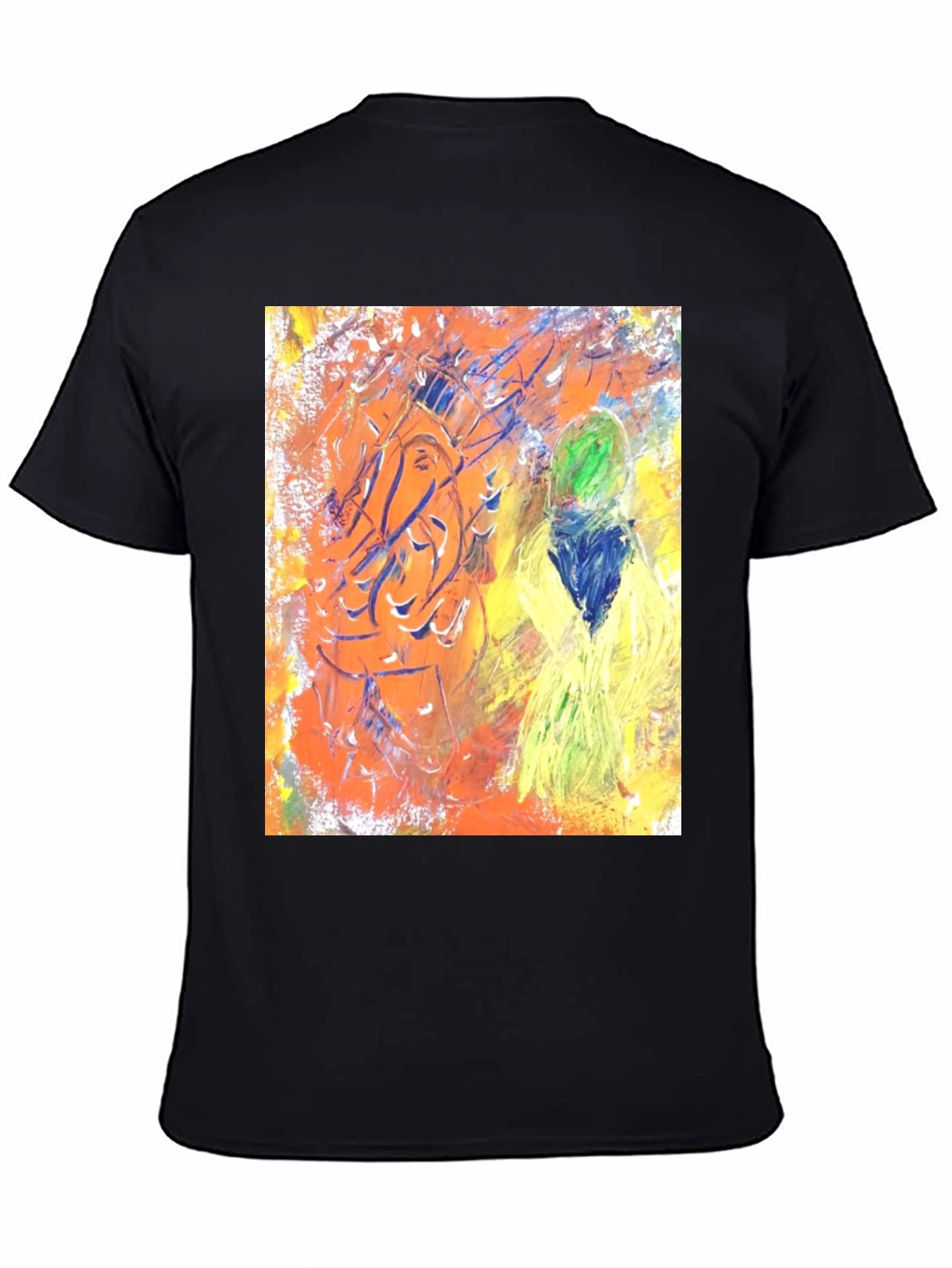 Black Abstract Art Graphic Tee - Unisex Black T-Shirt view 4