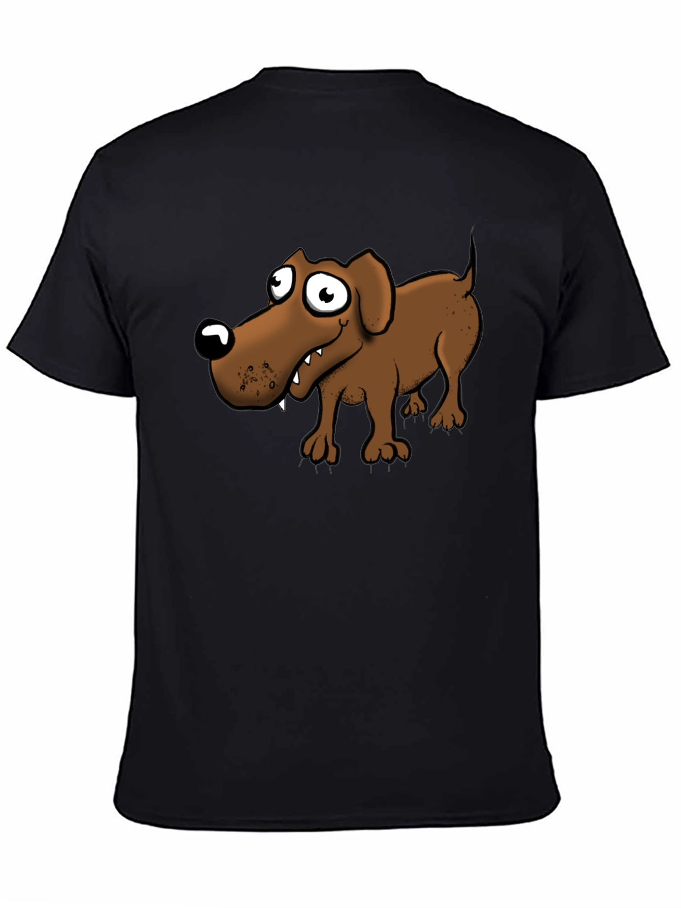 Black Cartoon Dog Graphic T-Shirt - Black view 4