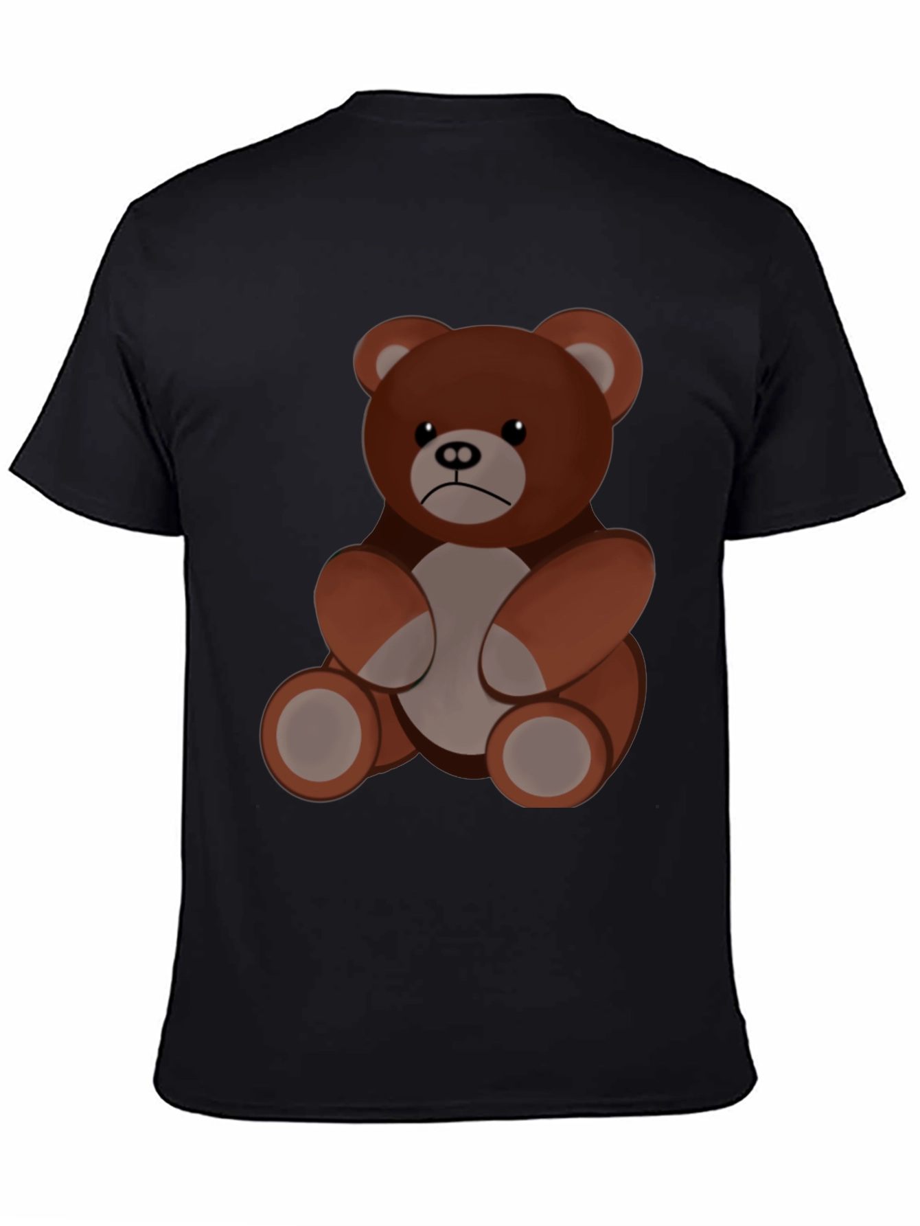Black Men's Black T-Shirt with Cartoon Bear view 4