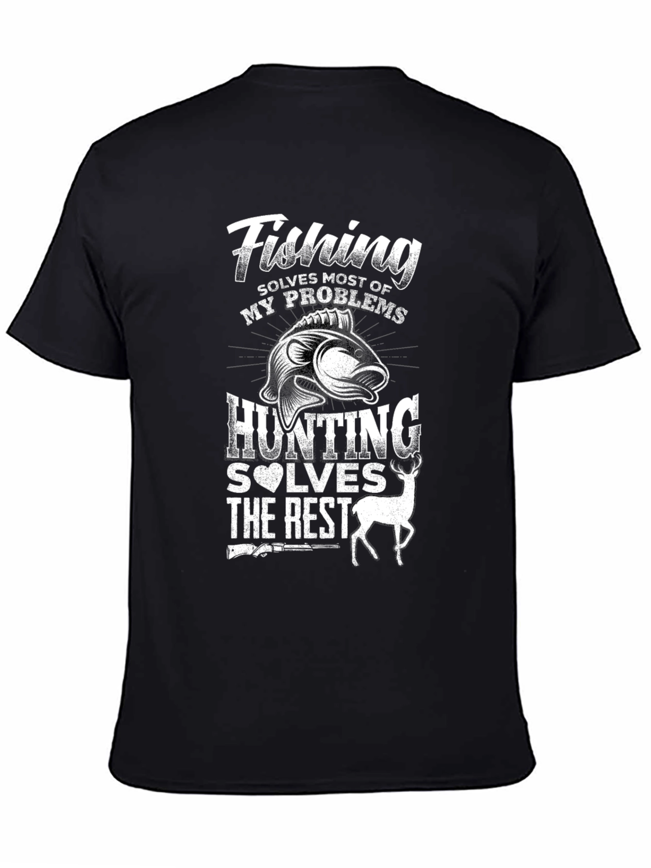 Black Fishing and Hunting T-Shirt view 4