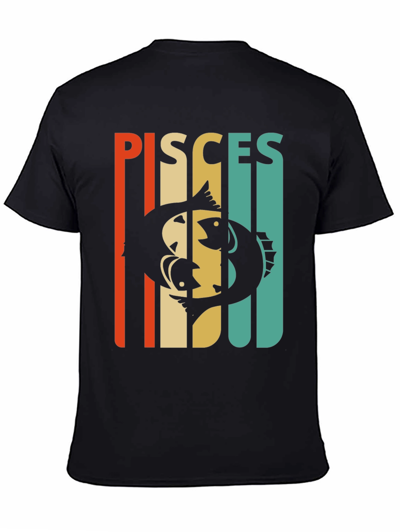 Black Pisces Zodiac Sign Graphic T-Shirt view 4