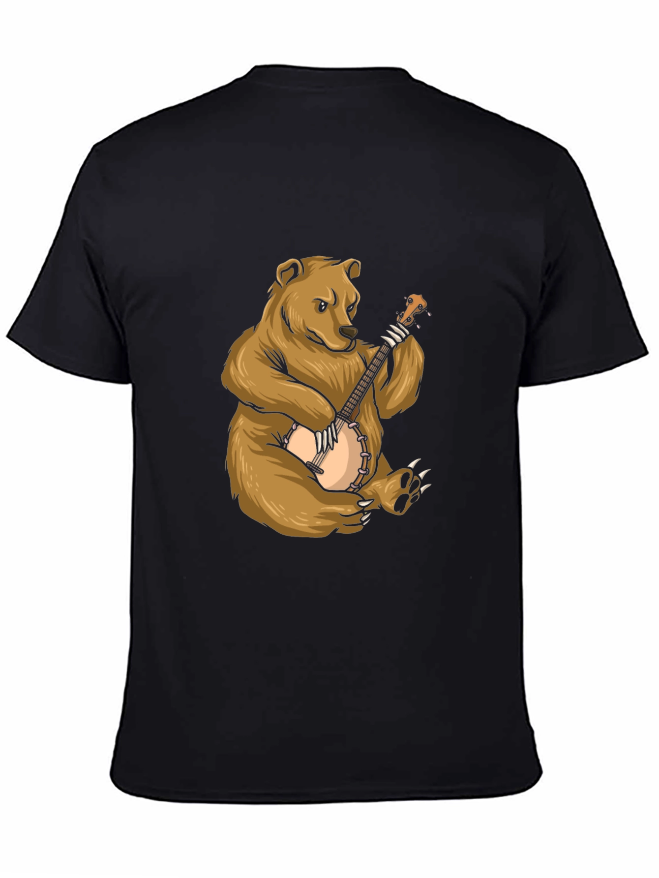 Black Bear Playing Banjo Graphic Tee view 4