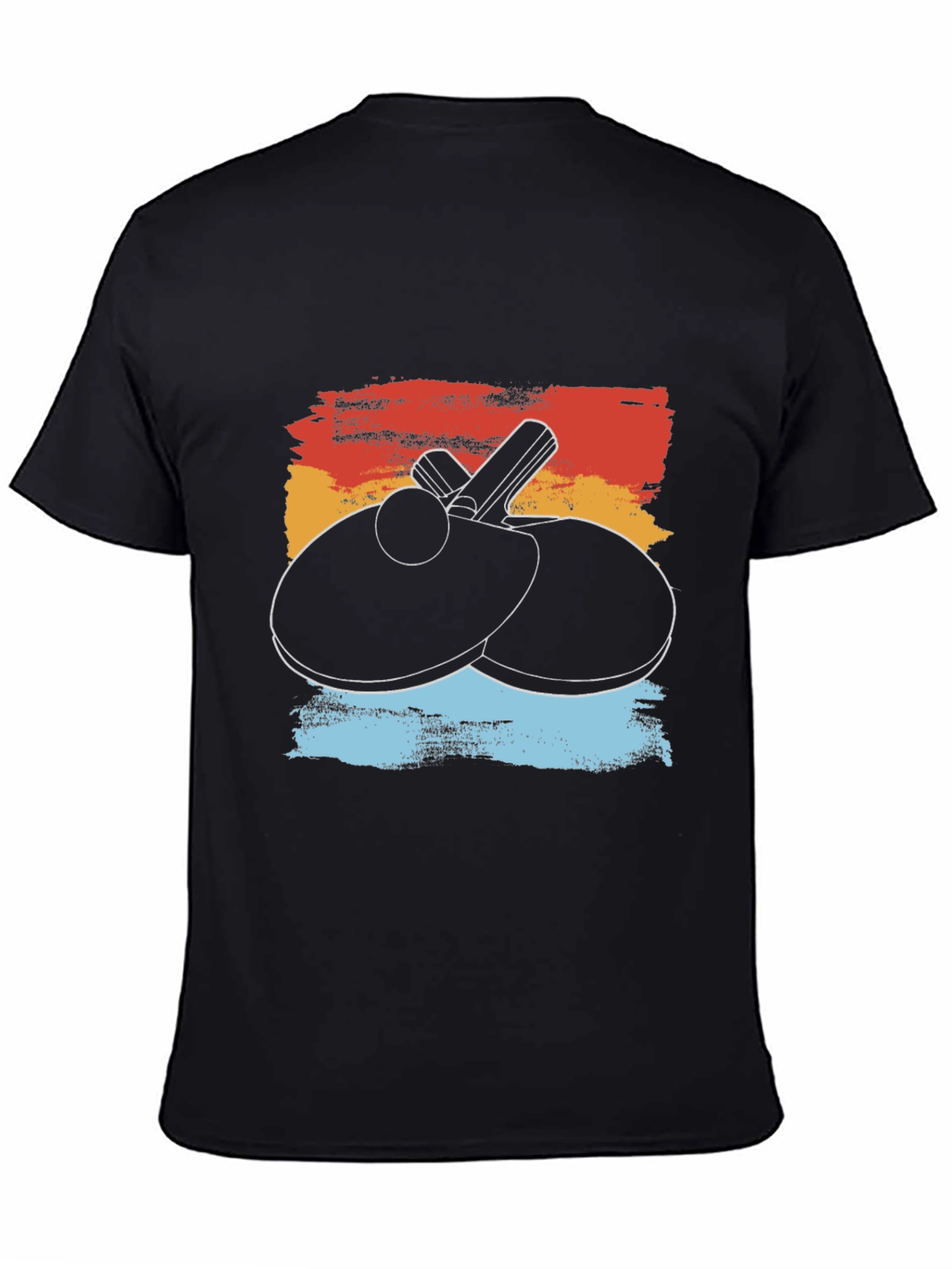 Black Retro Table Tennis T-Shirt - Paddle & Ball Graphic Tee view 4