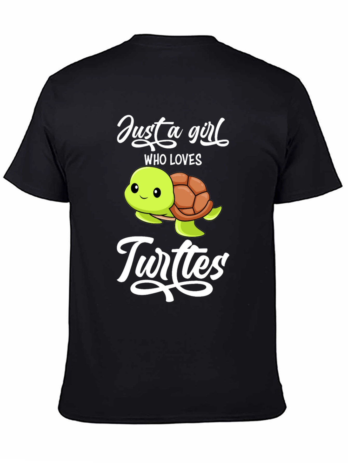Black Just A Girl Who Loves Turtles Graphic T-Shirt view 4