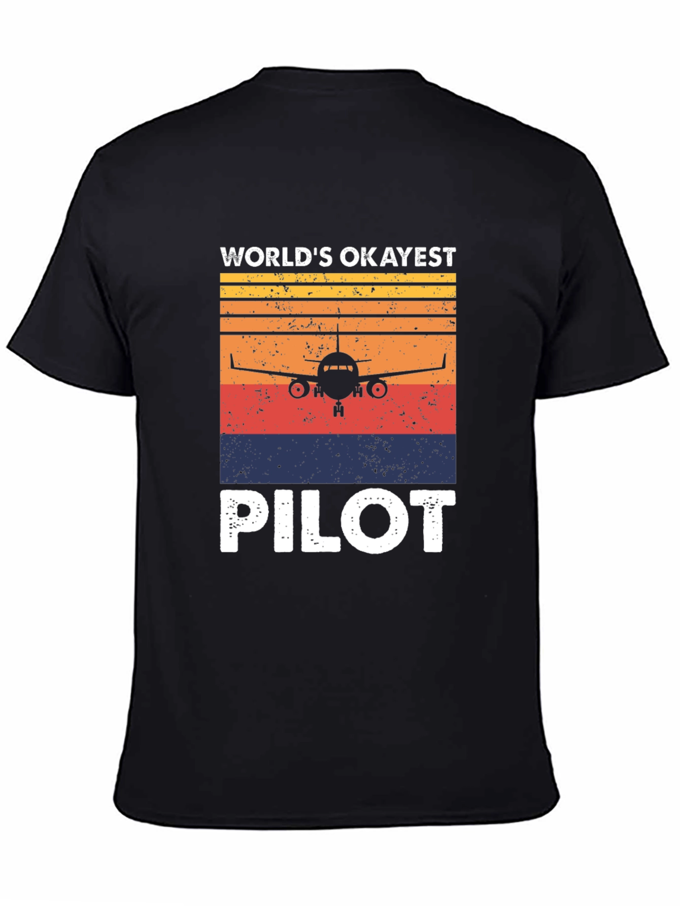 Black World's Okayest Pilot Retro T-Shirt view 4