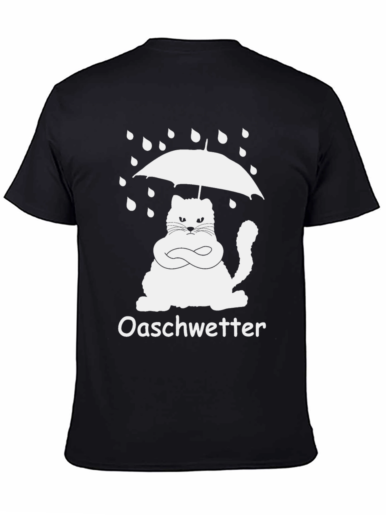 Black Oaschwetter Grumpy Cat Umbrella Black T-Shirt view 4