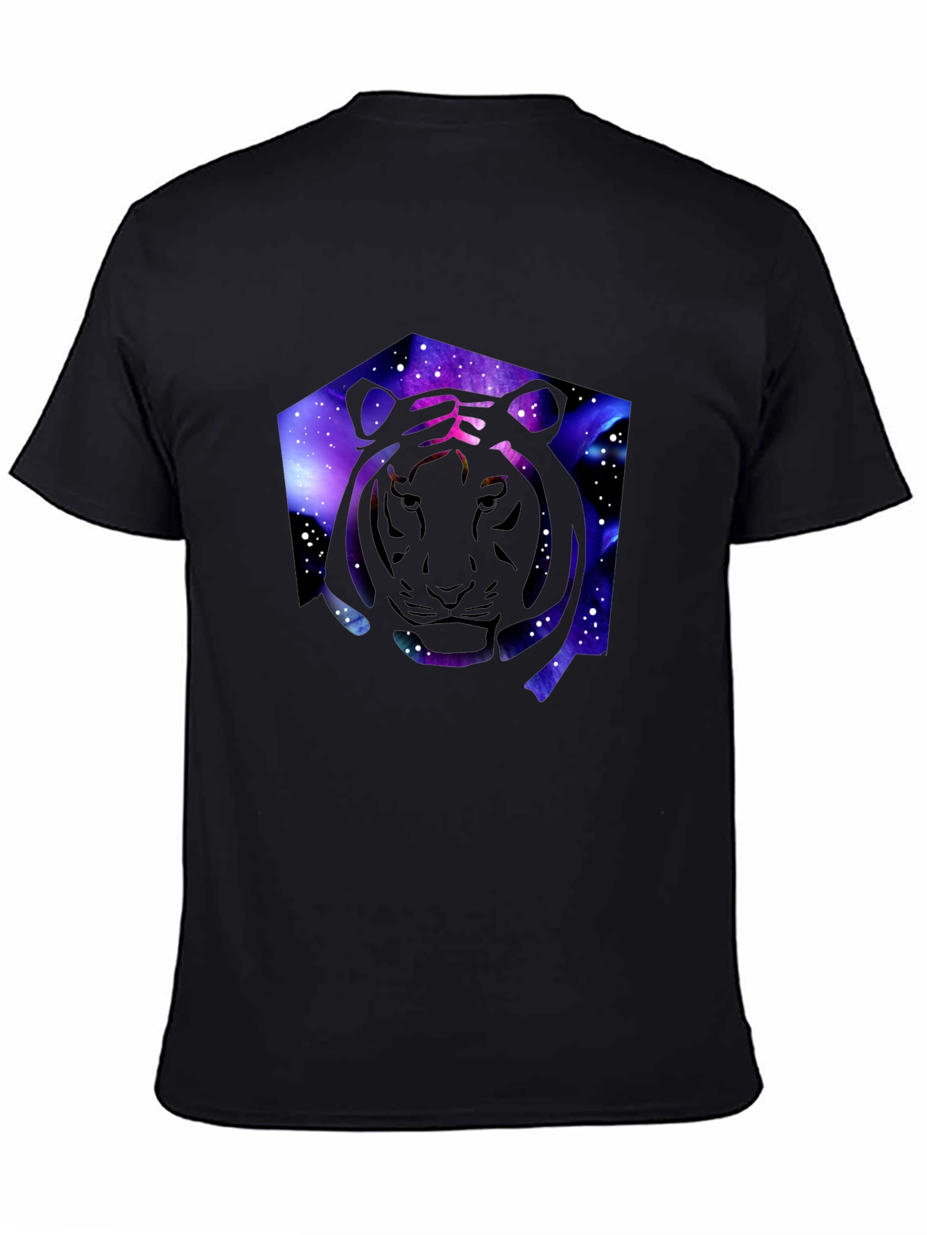 Black Galaxy Tiger Graphic Black T-Shirt view 4