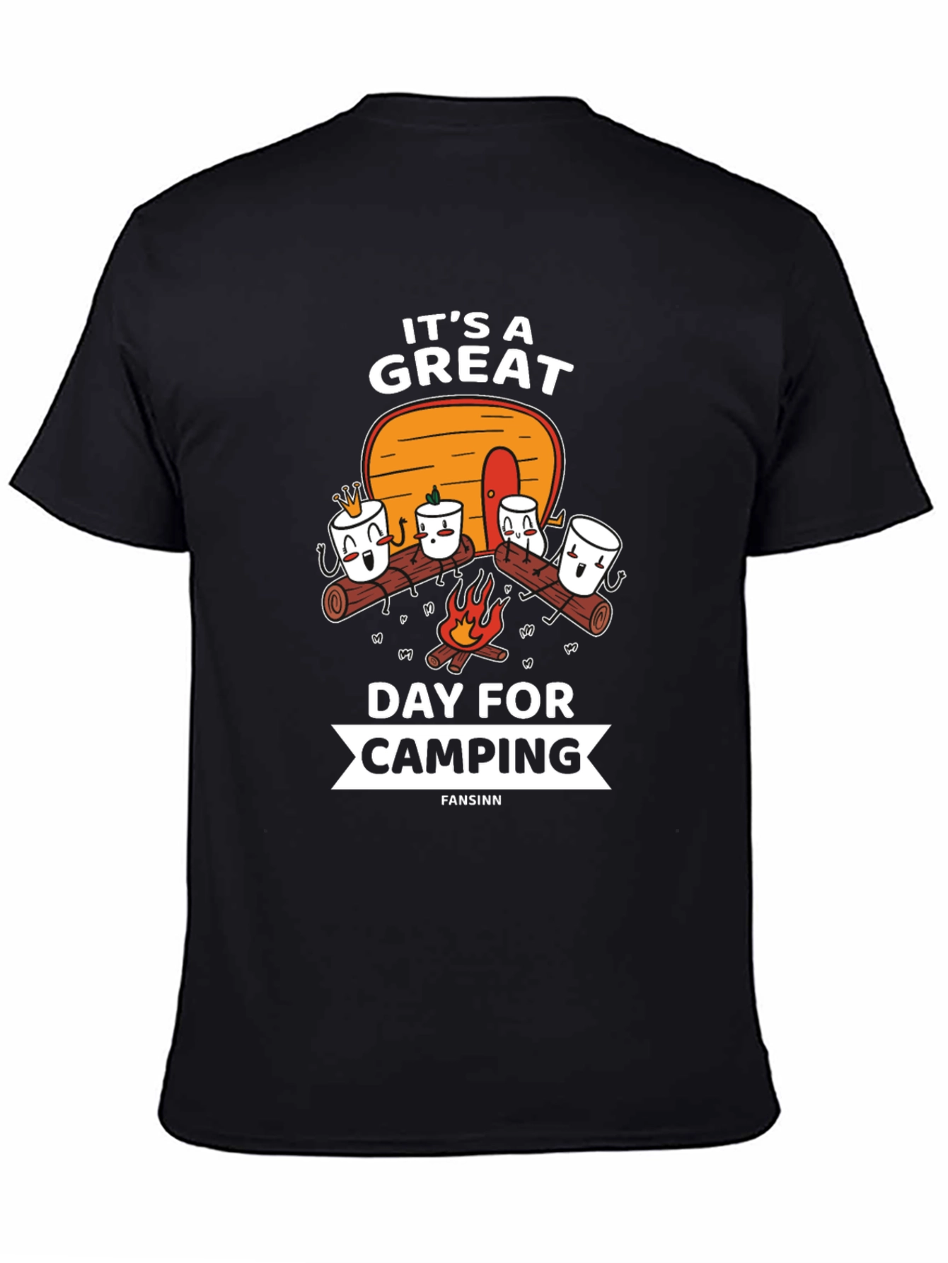 Black It's a Great Day for Camping Graphic T-Shirt view 4