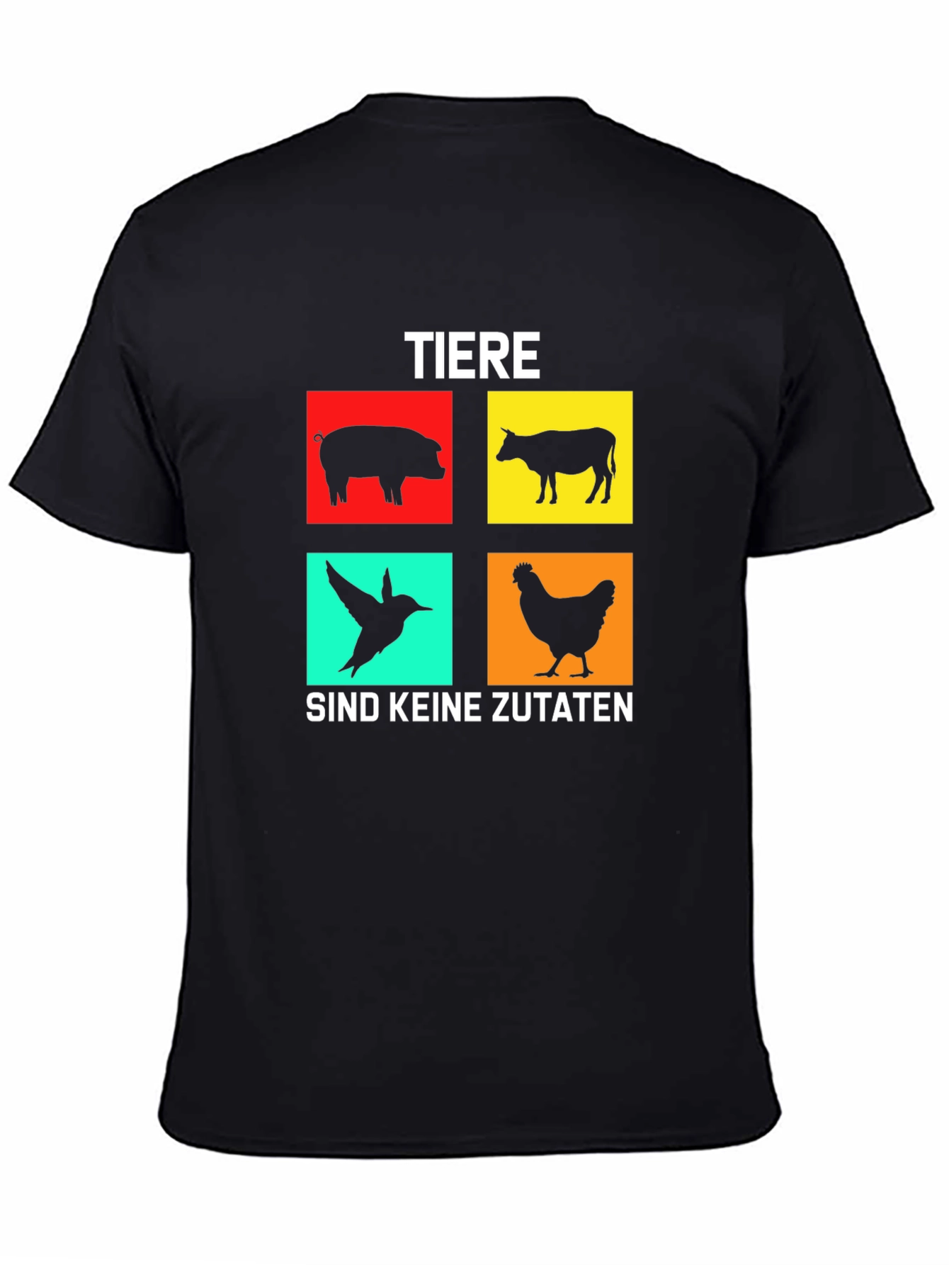 Black Vegan T-Shirt: Tiere Sind Keine Zutaten view 4