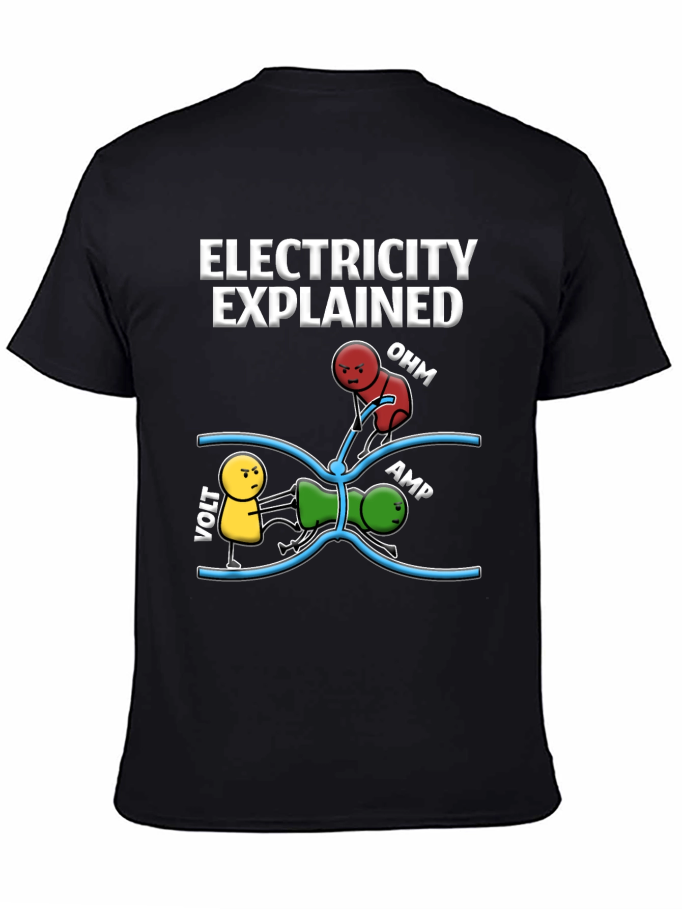 Black Electricity Explained Black Graphic T-Shirt view 4