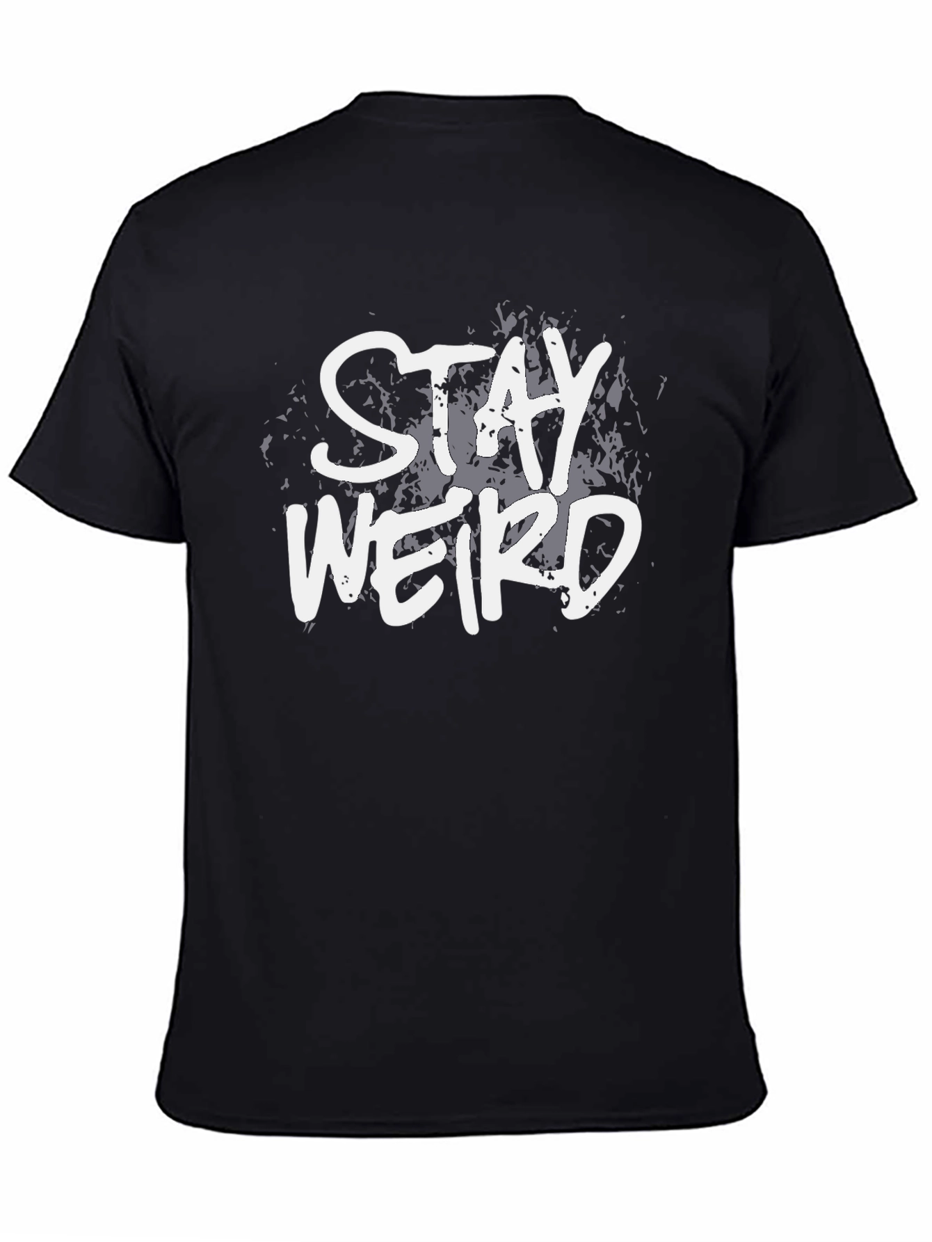 Black Stay Weird Graphic Tee - Black Cotton T-Shirt view 4