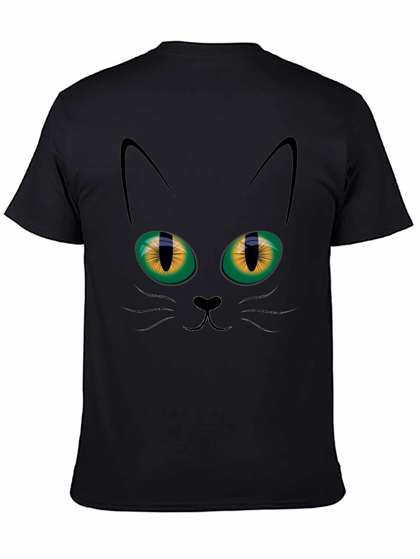 Black Black Cat Face Graphic T-Shirt view 4