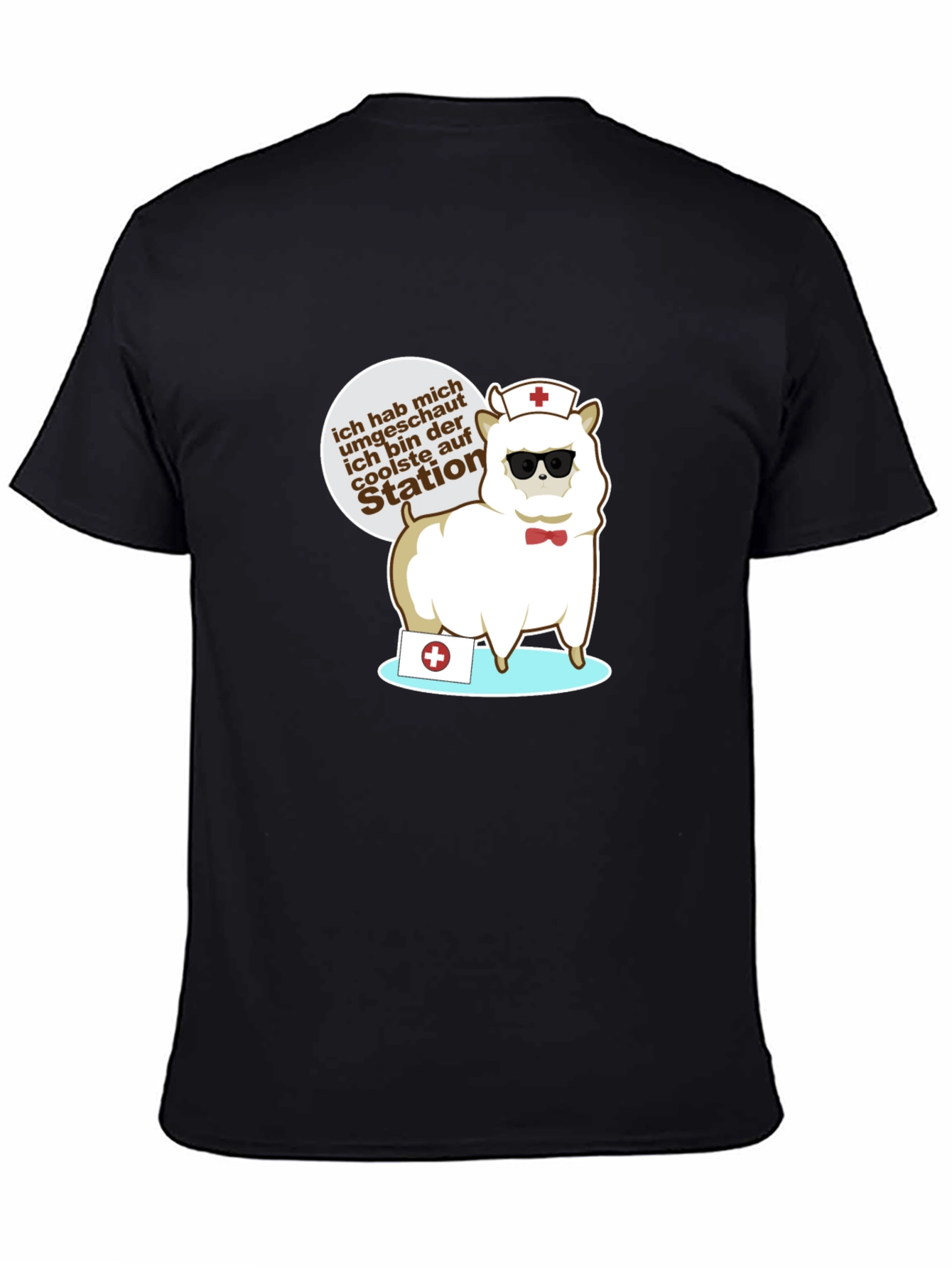 Black Cool Alpaca Nurse Graphic T-Shirt view 4
