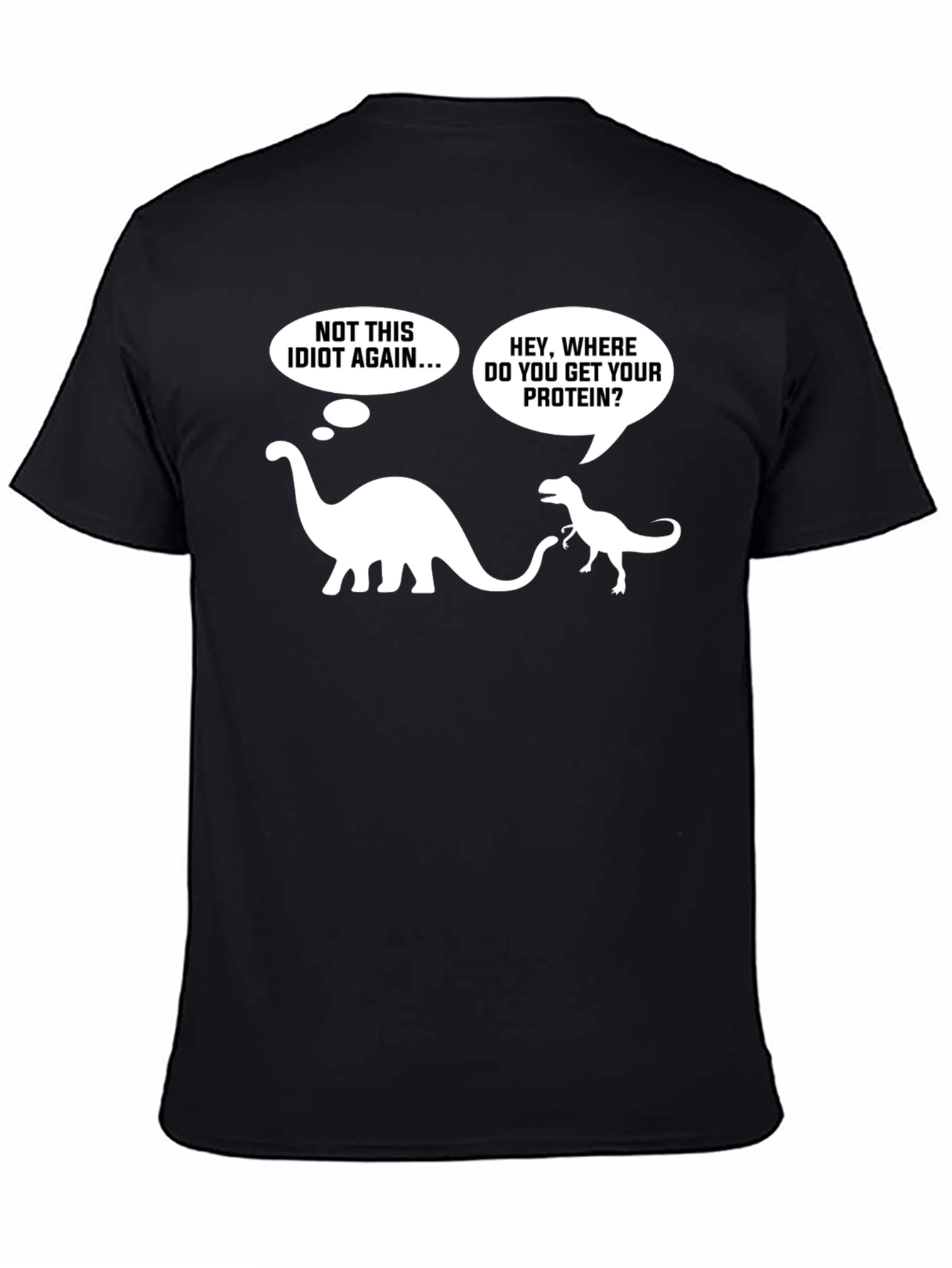 Black Dinosaur Protein T-Shirt - Funny Vegan Tee view 4