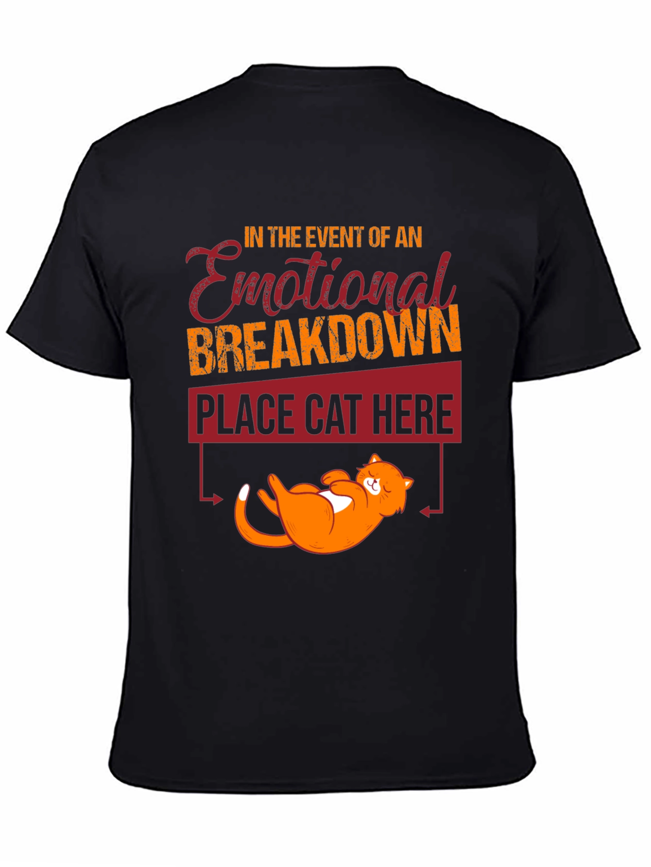 Black Emotional Breakdown Cat T-Shirt Funny view 4