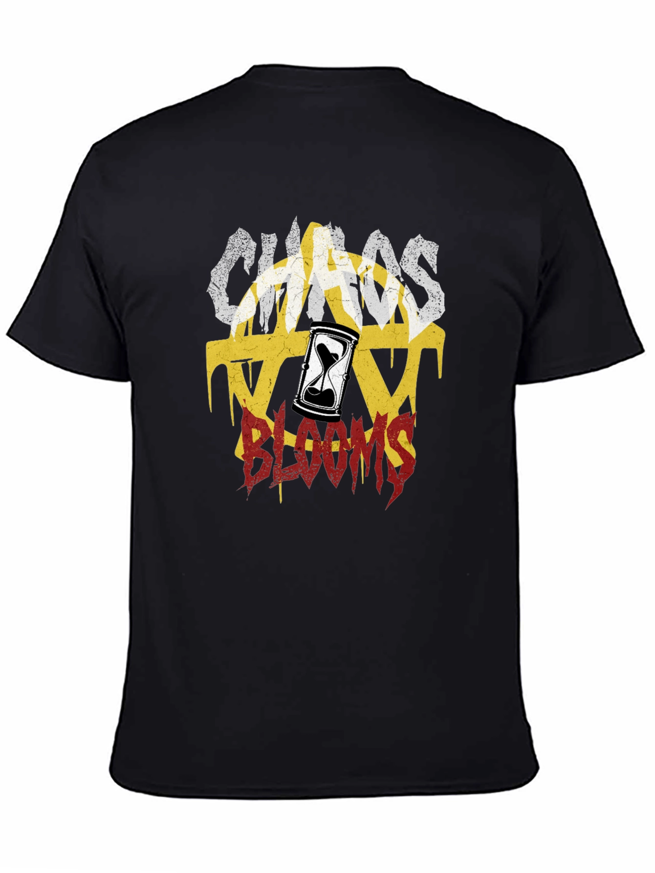 Chaos Blooms Graphic Print Black T-Shirt - 4