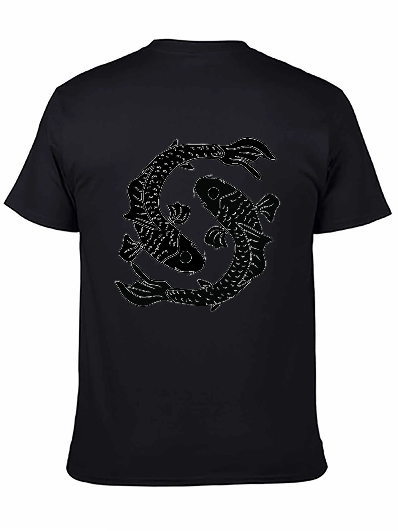 Black Yin Yang Koi Fish Graphic Tee - Classic Black T-Shirt view 4