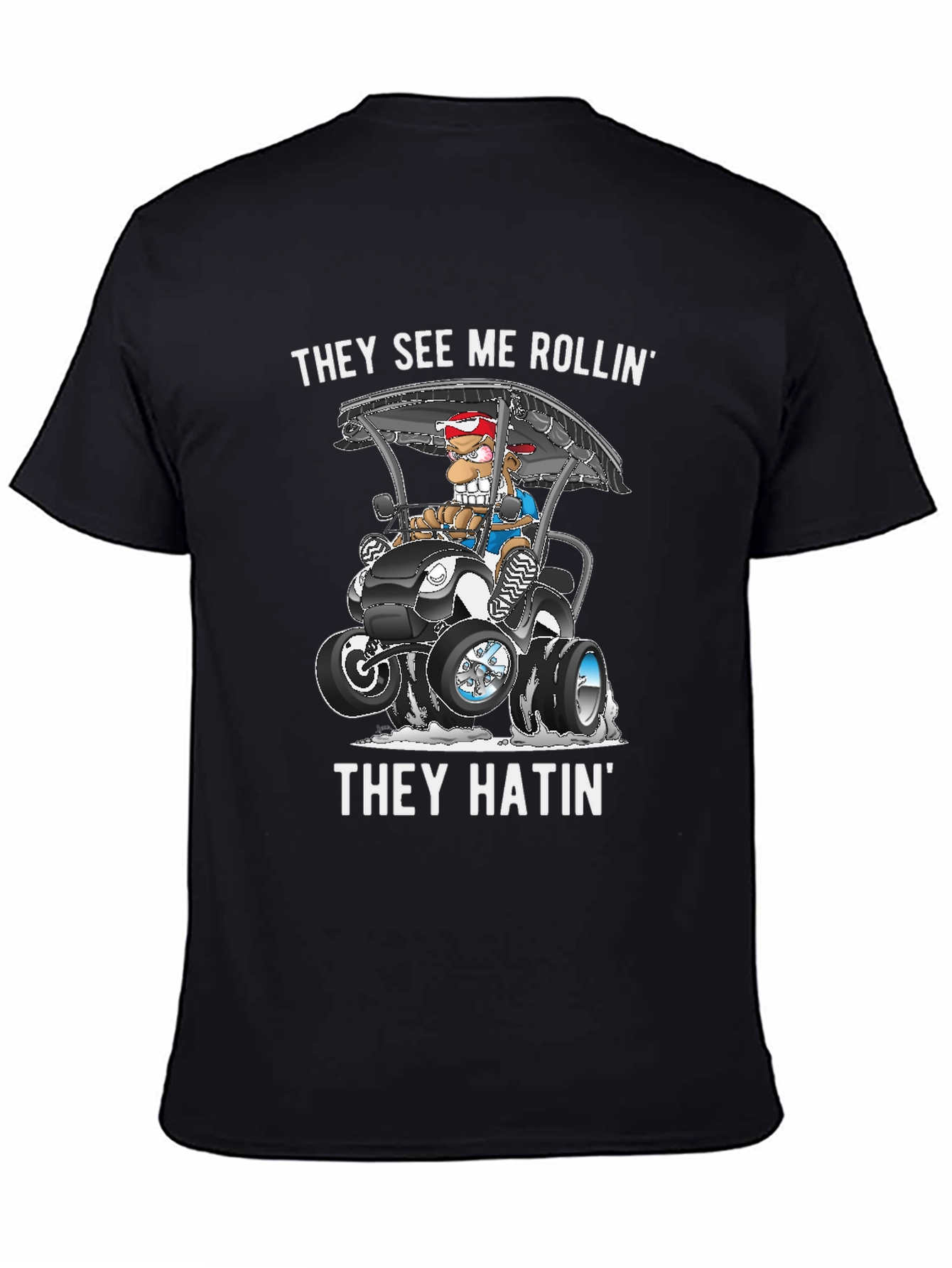 Black They See Me Rollin' T-Shirt view 4