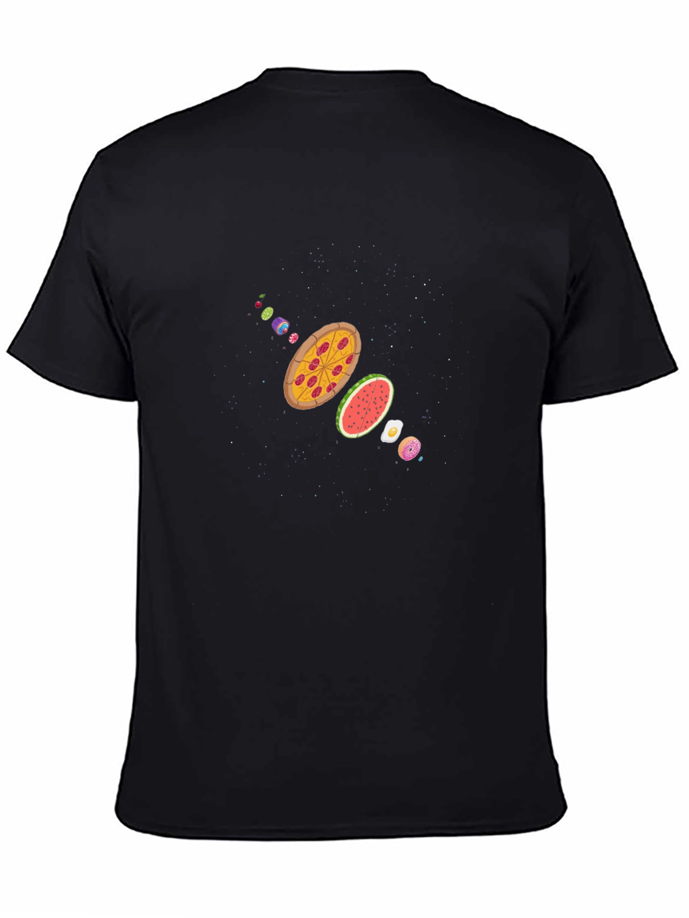 Black Pizza Galaxy Black T-Shirt view 4