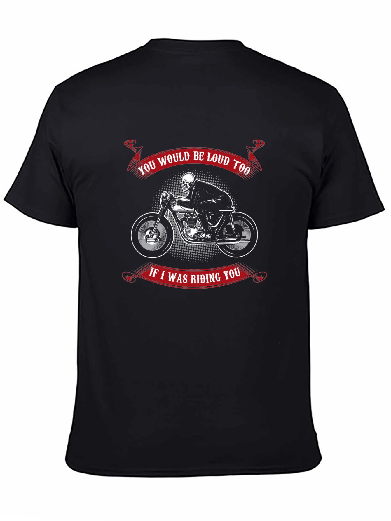 Black Skull Rider T-Shirt: Loud Motorcycle Graphic Tee view 4