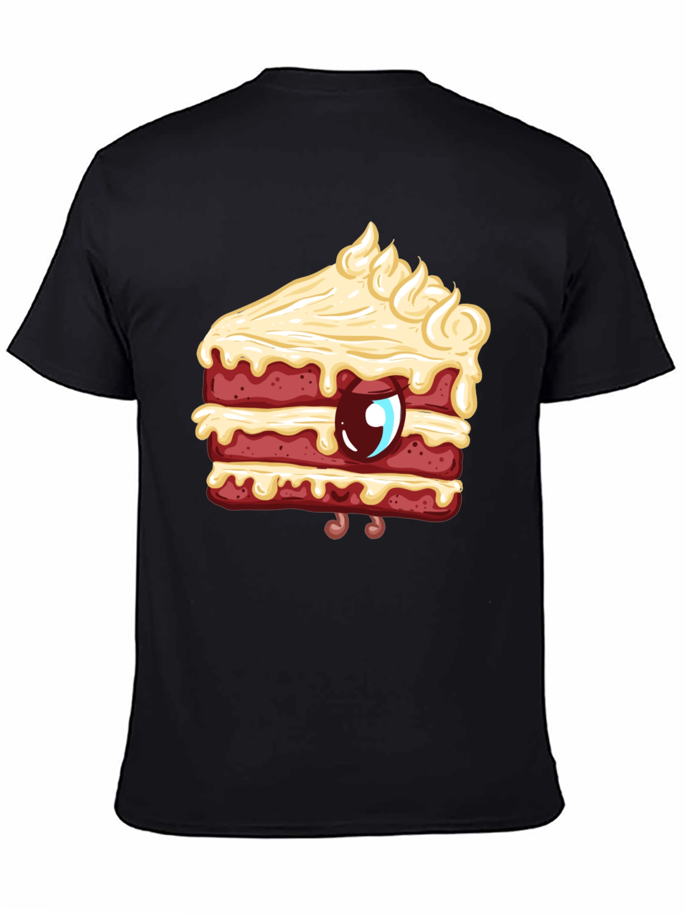 Black Cartoon Cake Slice Graphic Tee - Sweet Style! view 4