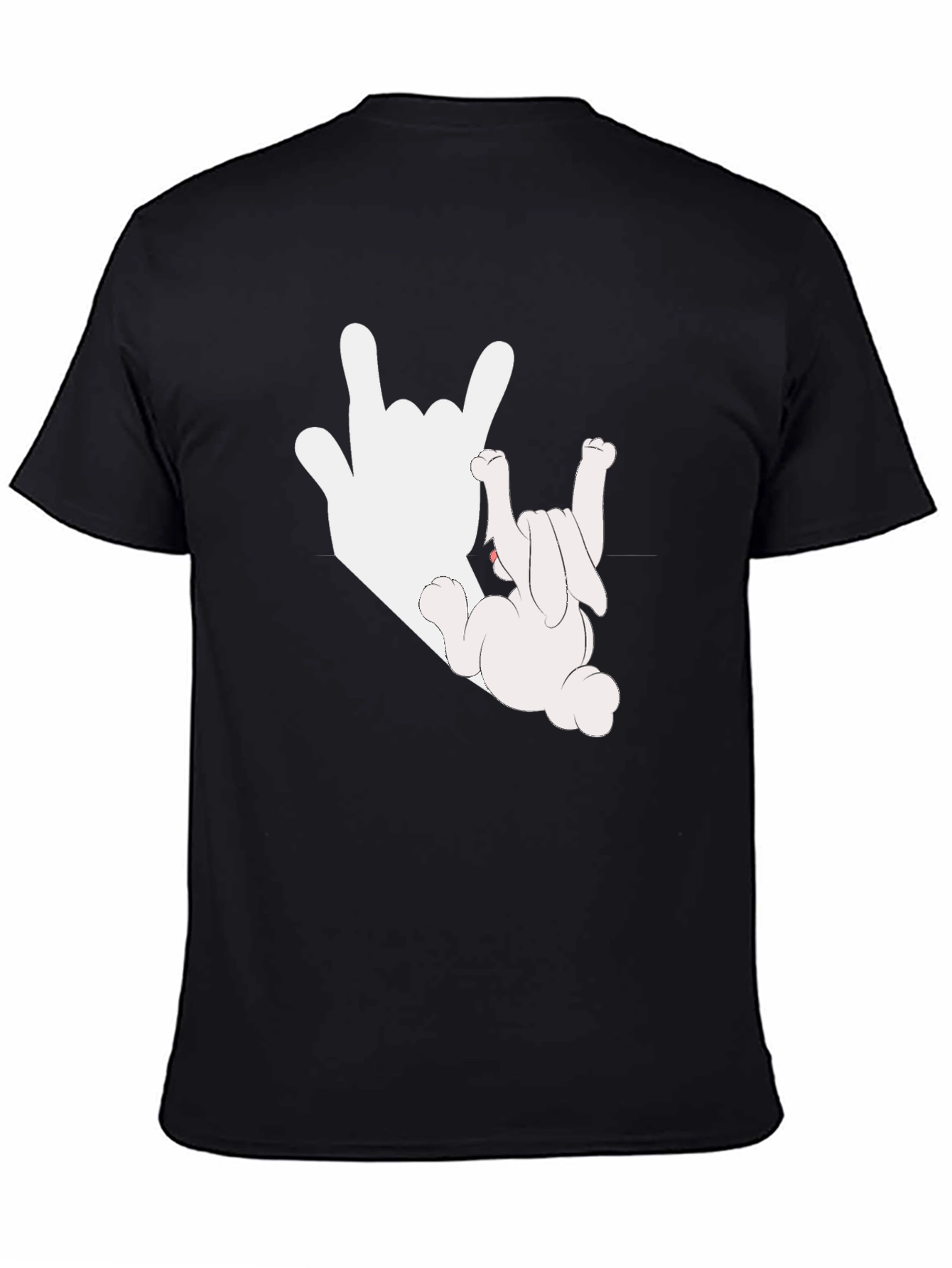 Black Rock On Bunny Graphic Tee - Black Cotton T-Shirt view 4