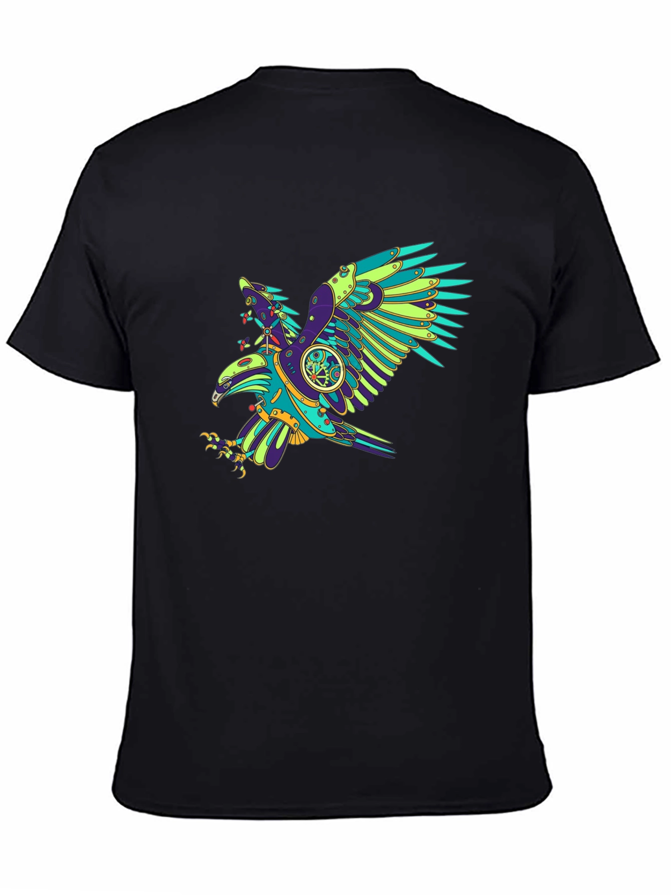 Black Steampunk Eagle Graphic Tee - Cool Design view 4