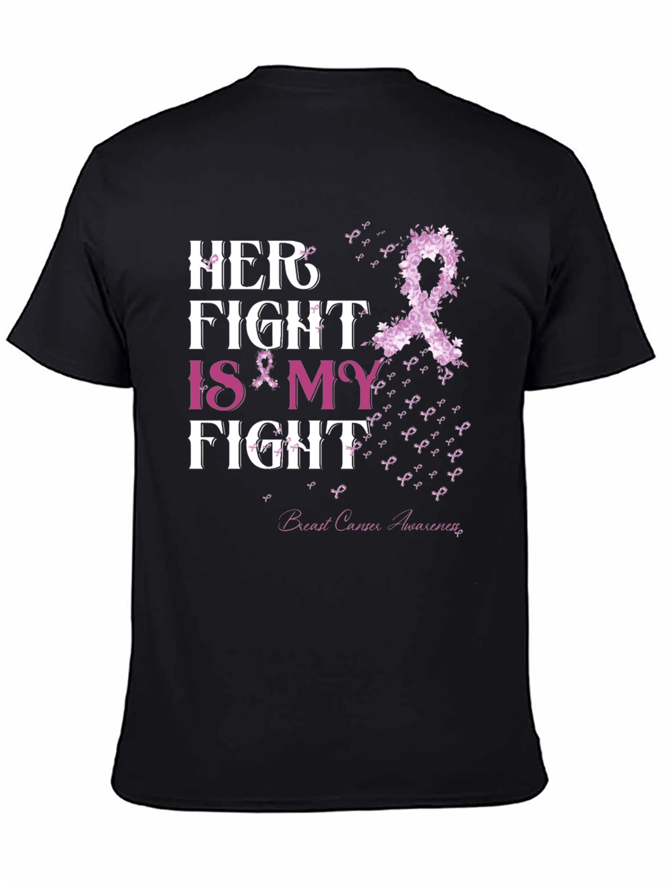 Black Her Fight is My Fight T-Shirt Breast Cancer Awareness view 4