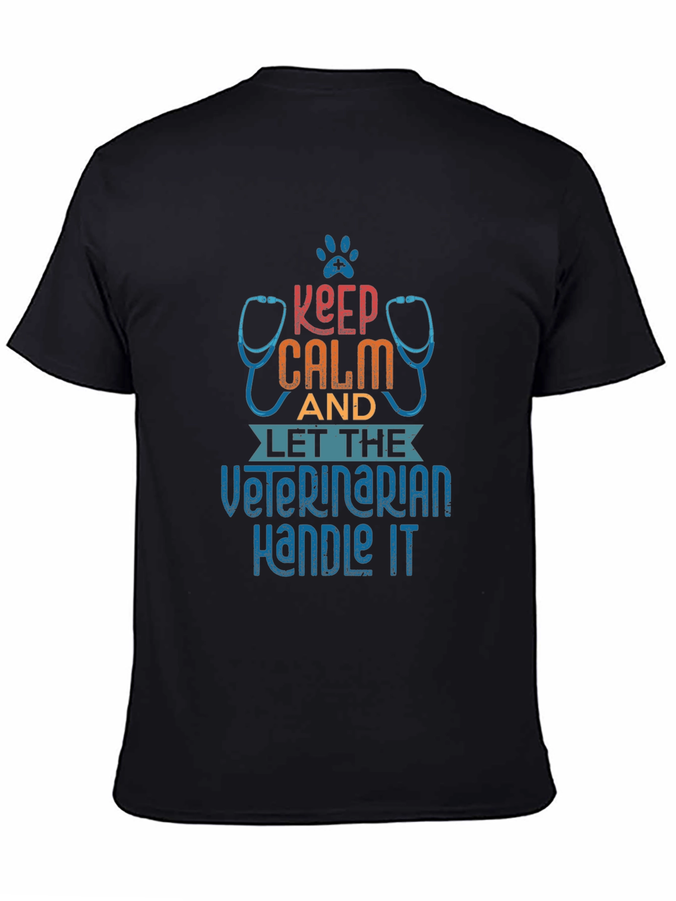 Black Keep Calm Veterinarian Handle It T-Shirt view 4