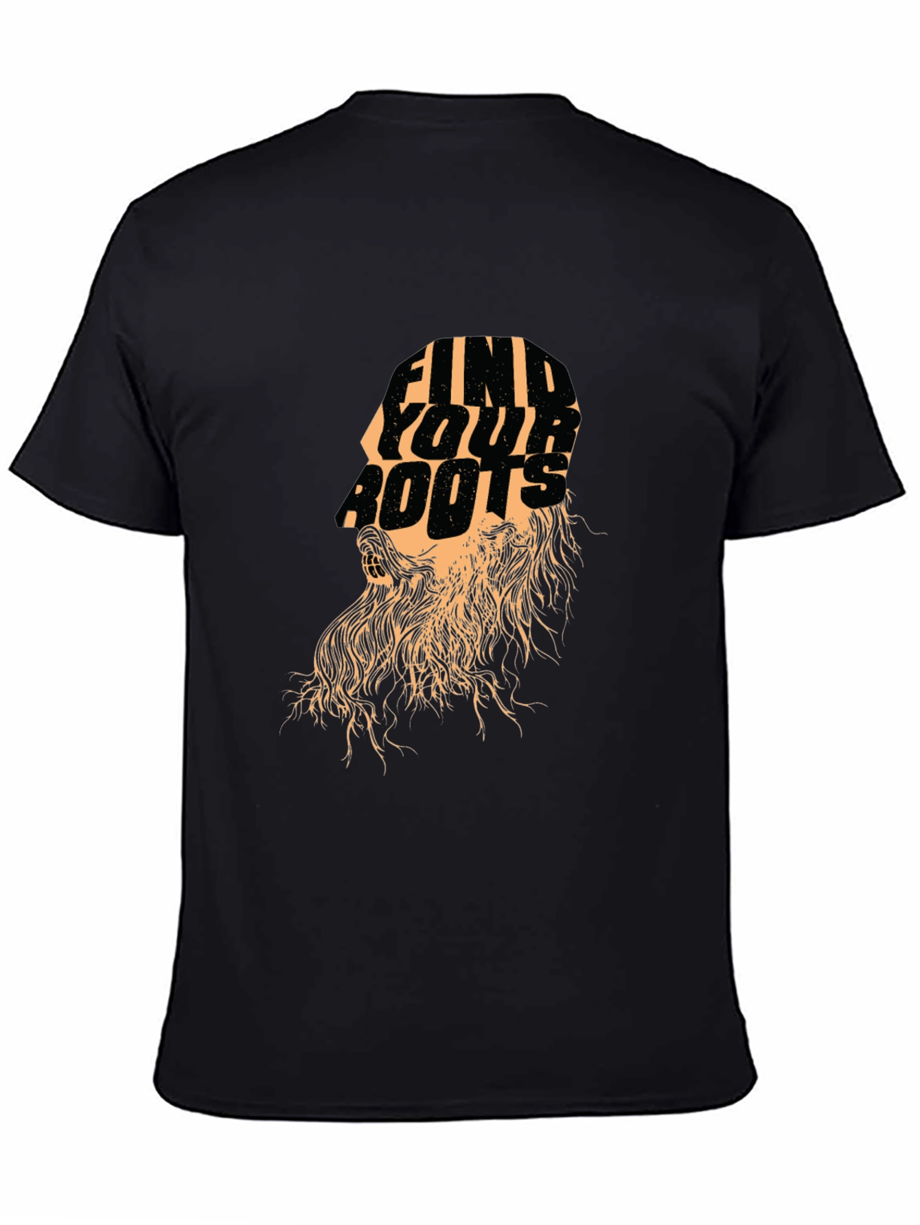 Black Find Your Roots Graphic Print Tee - Stylish Black T-Shirt view 4
