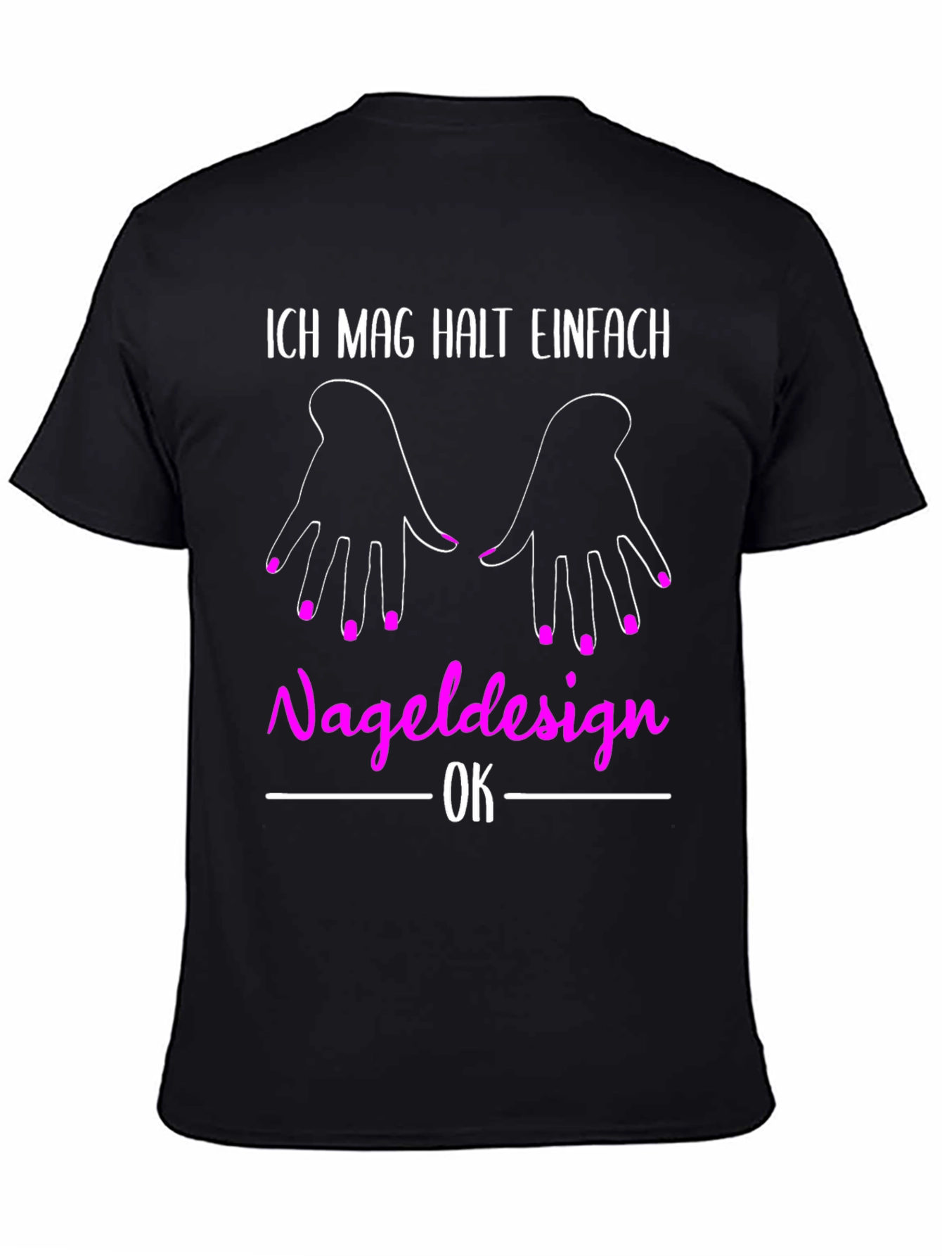 Black Funny Nail Design T-Shirt for Manicure Lovers view 4