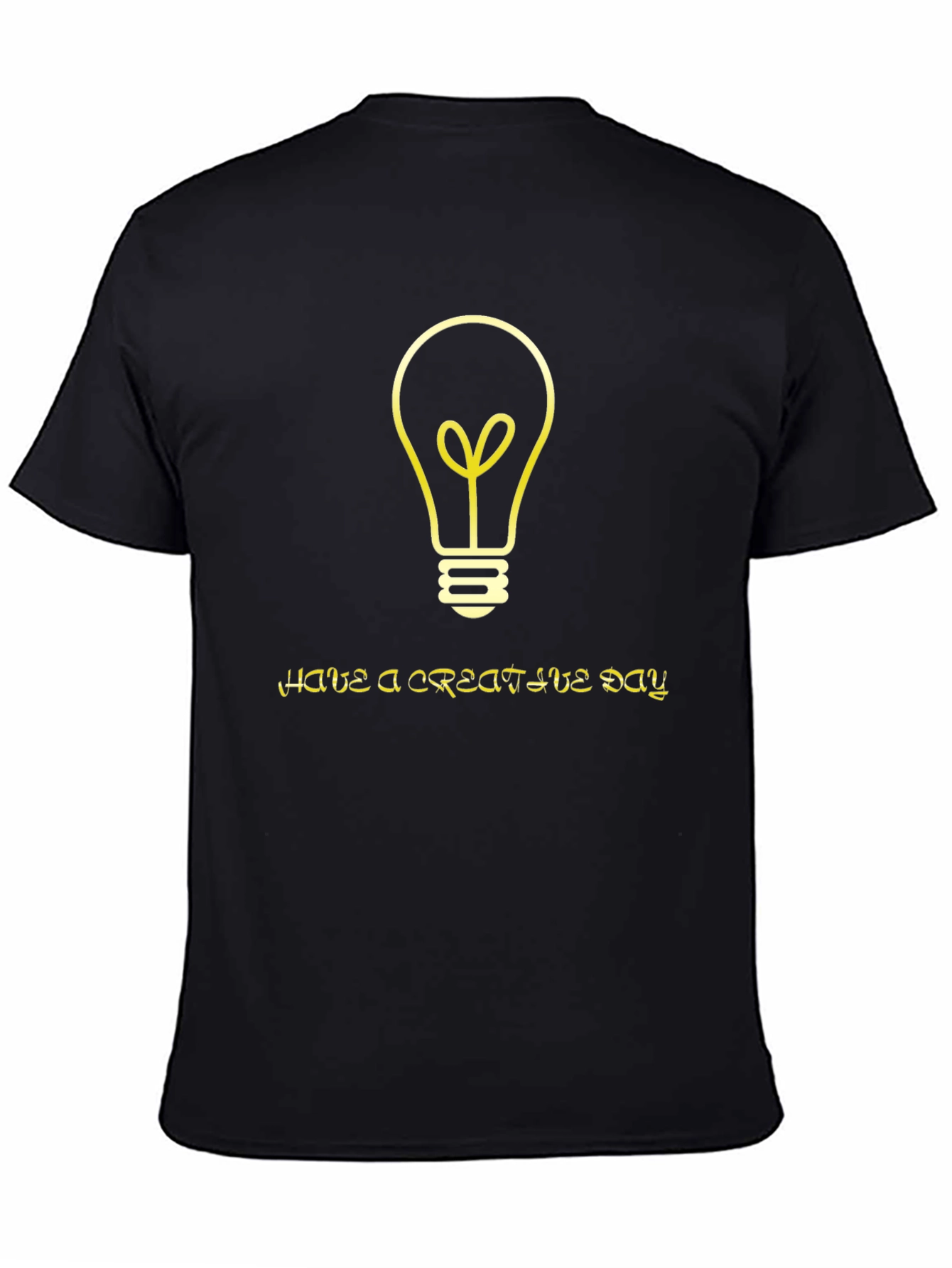 Black Creative Idea T-Shirt - Black Cotton Tee with Lightbulb Graphic view 4
